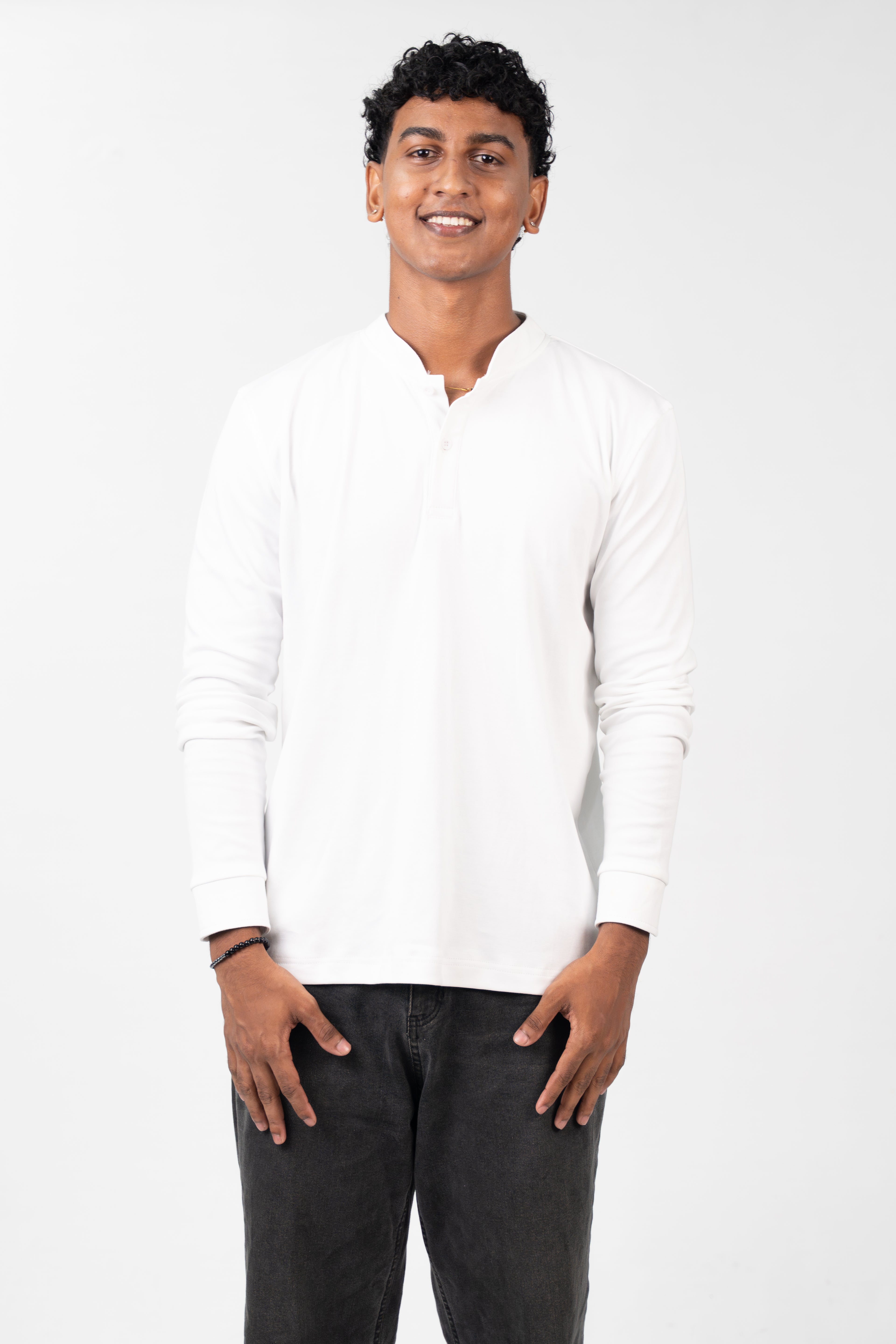 Henley Long Sleeve - Pure White