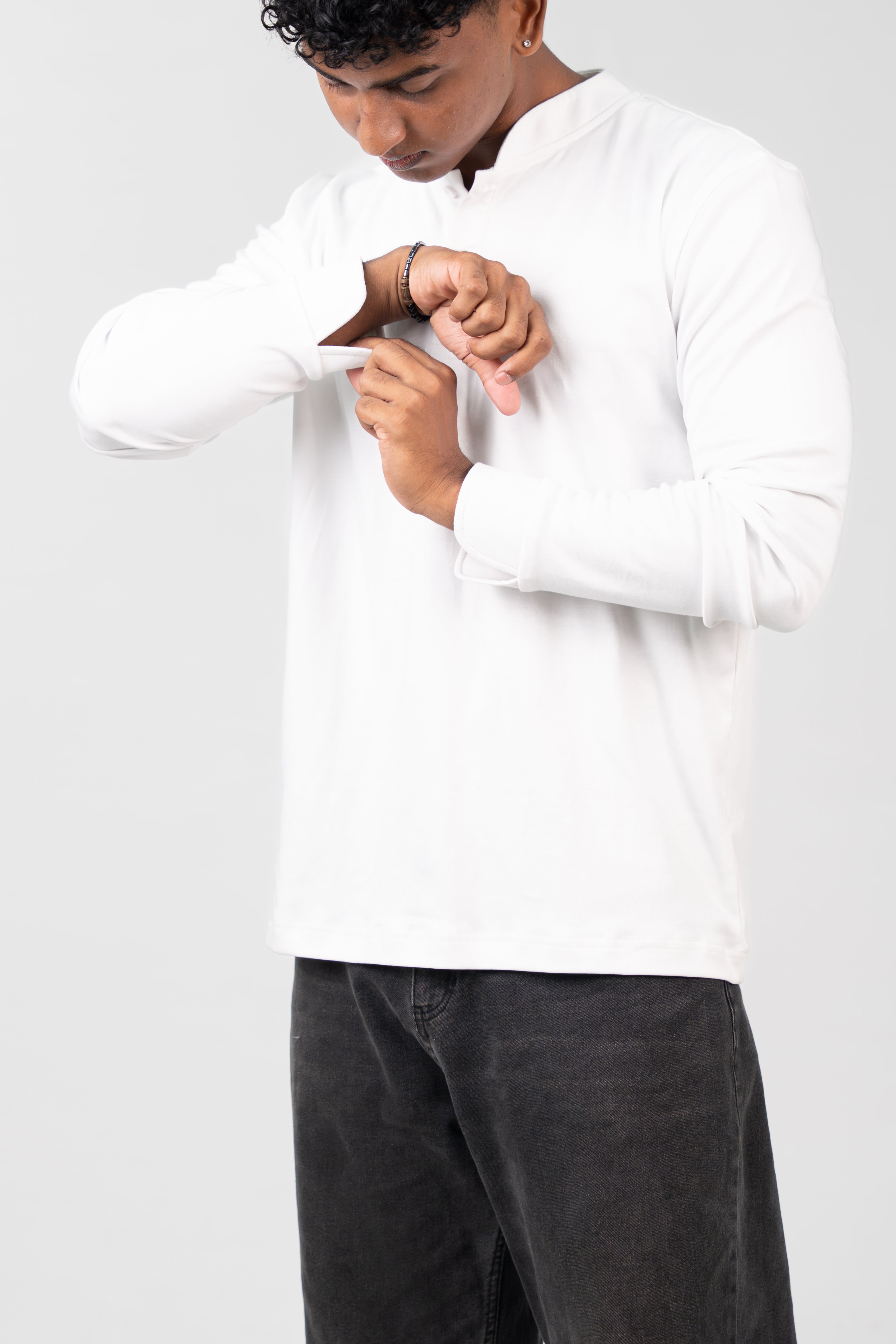 Henley Long Sleeve - Pure White