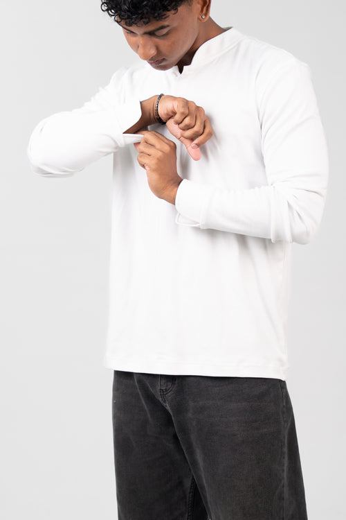 Henley Long Sleeve - Pure White