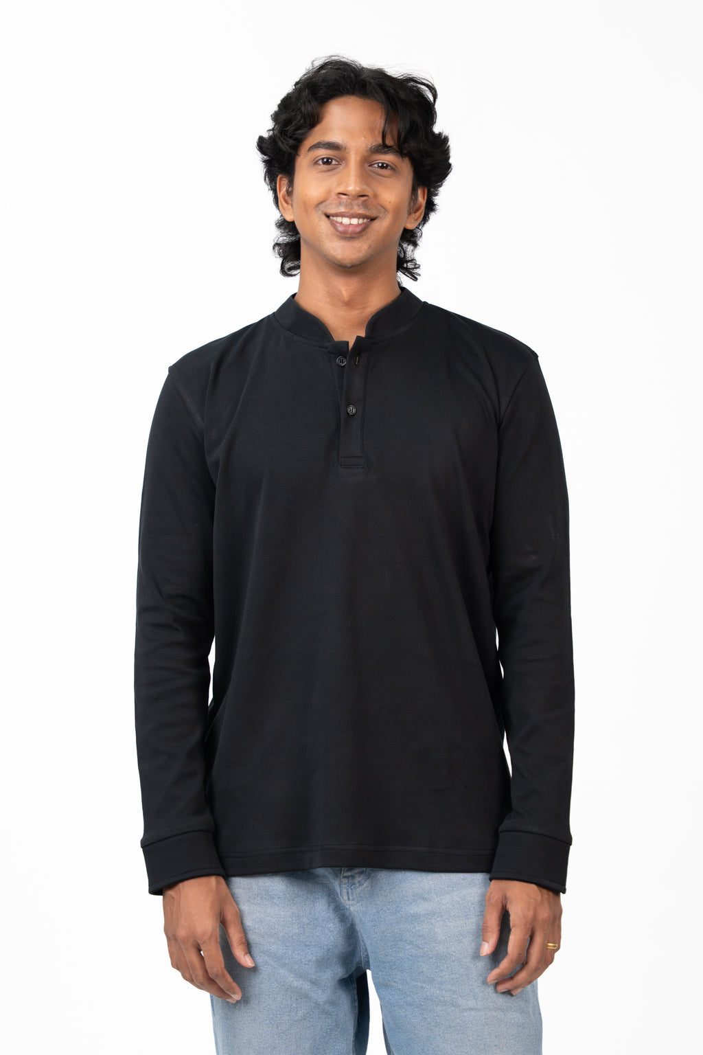 Henley Long Sleeve - Raven Black