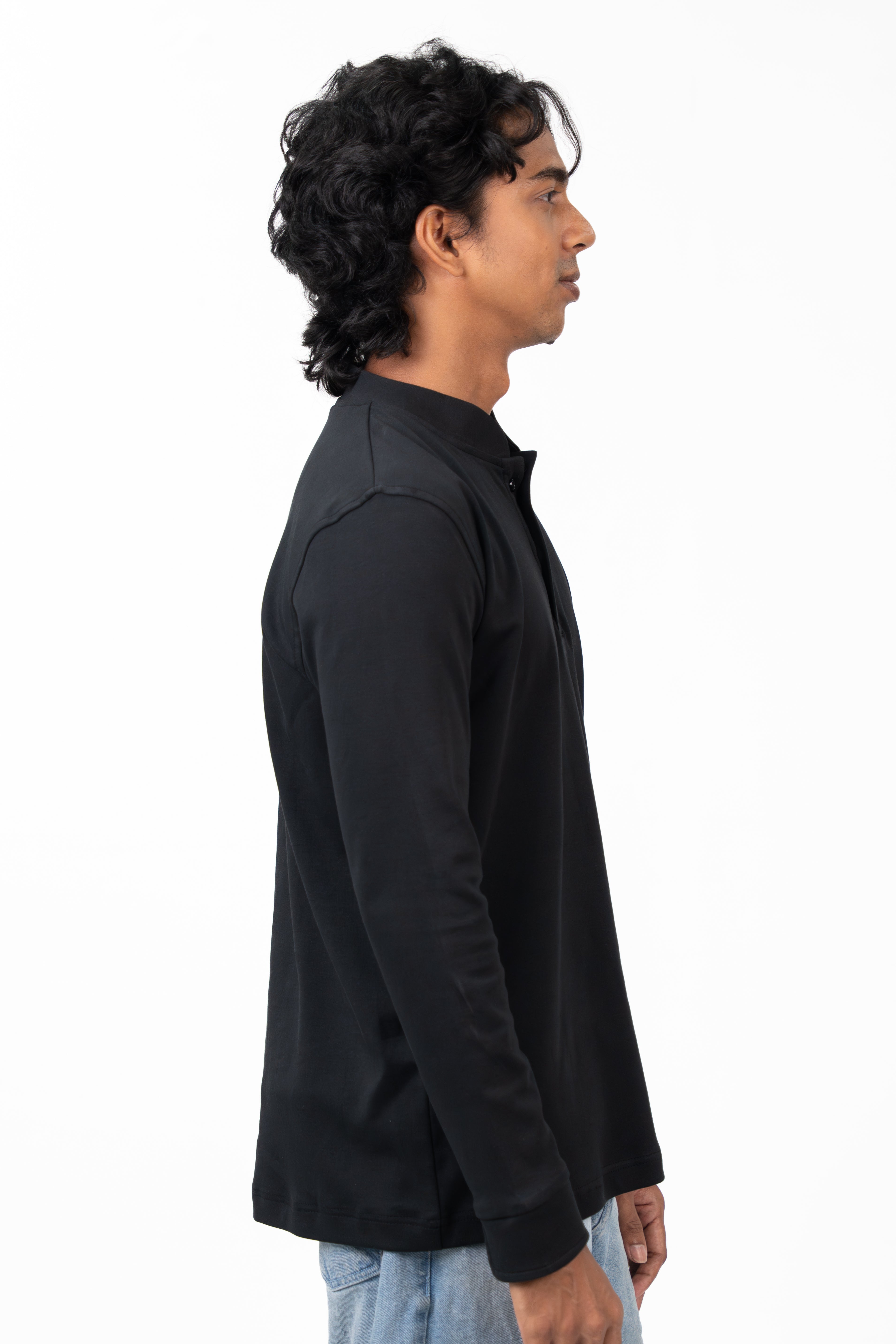 Henley Long Sleeve - Raven Black