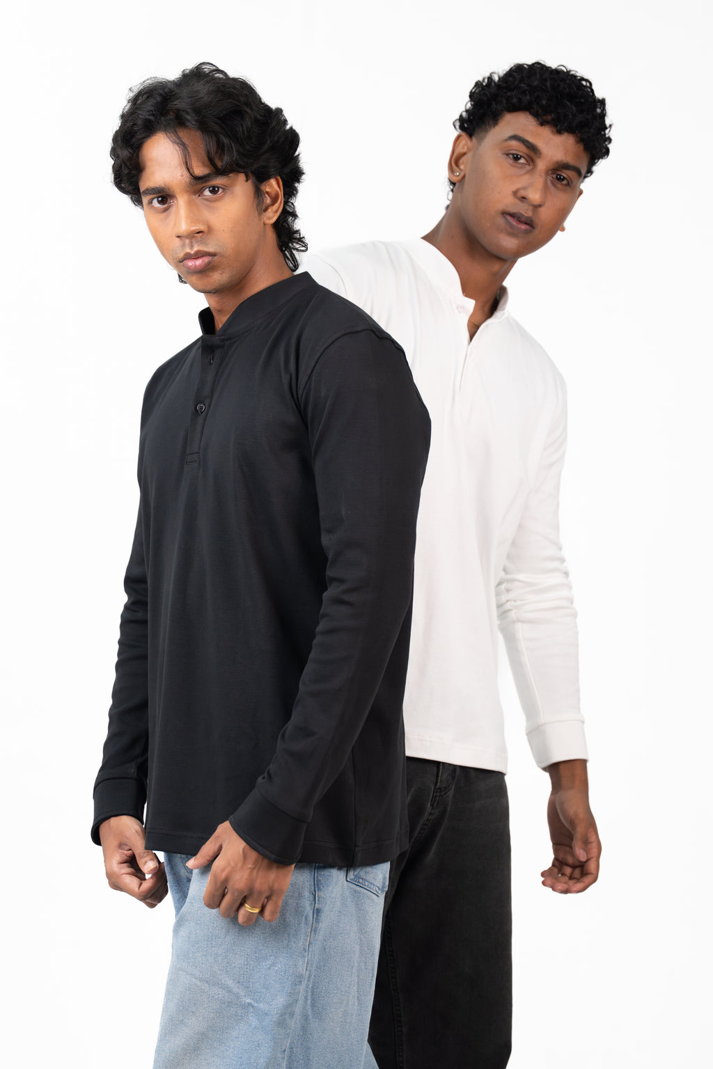 Henley Long Sleeve - Raven Black