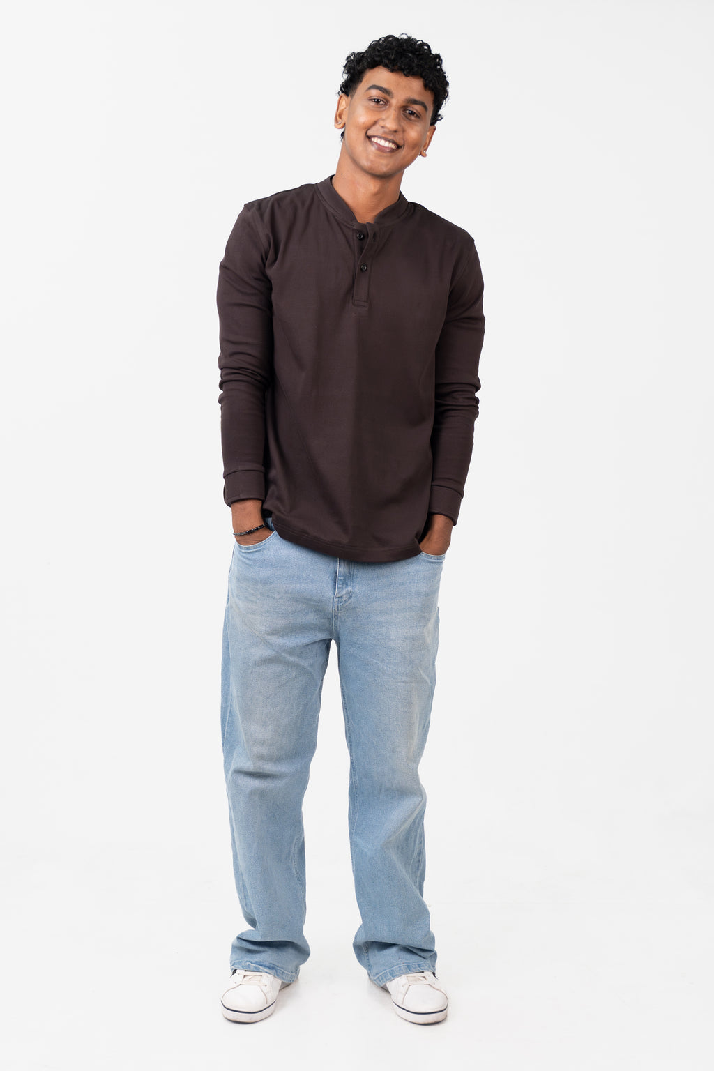 Henley Long Sleeve - Chestnut Brown