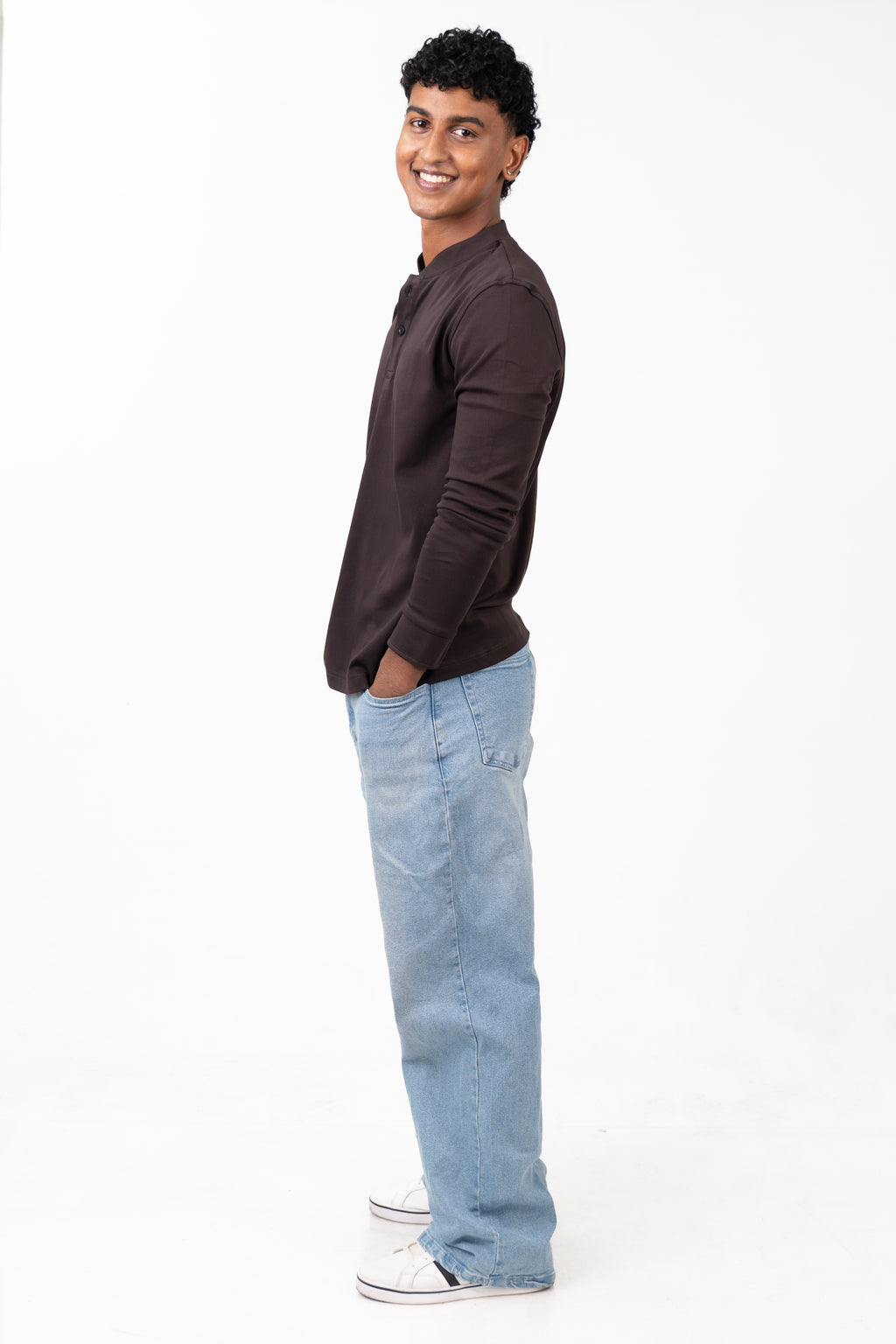 Henley Long Sleeve - Chestnut Brown