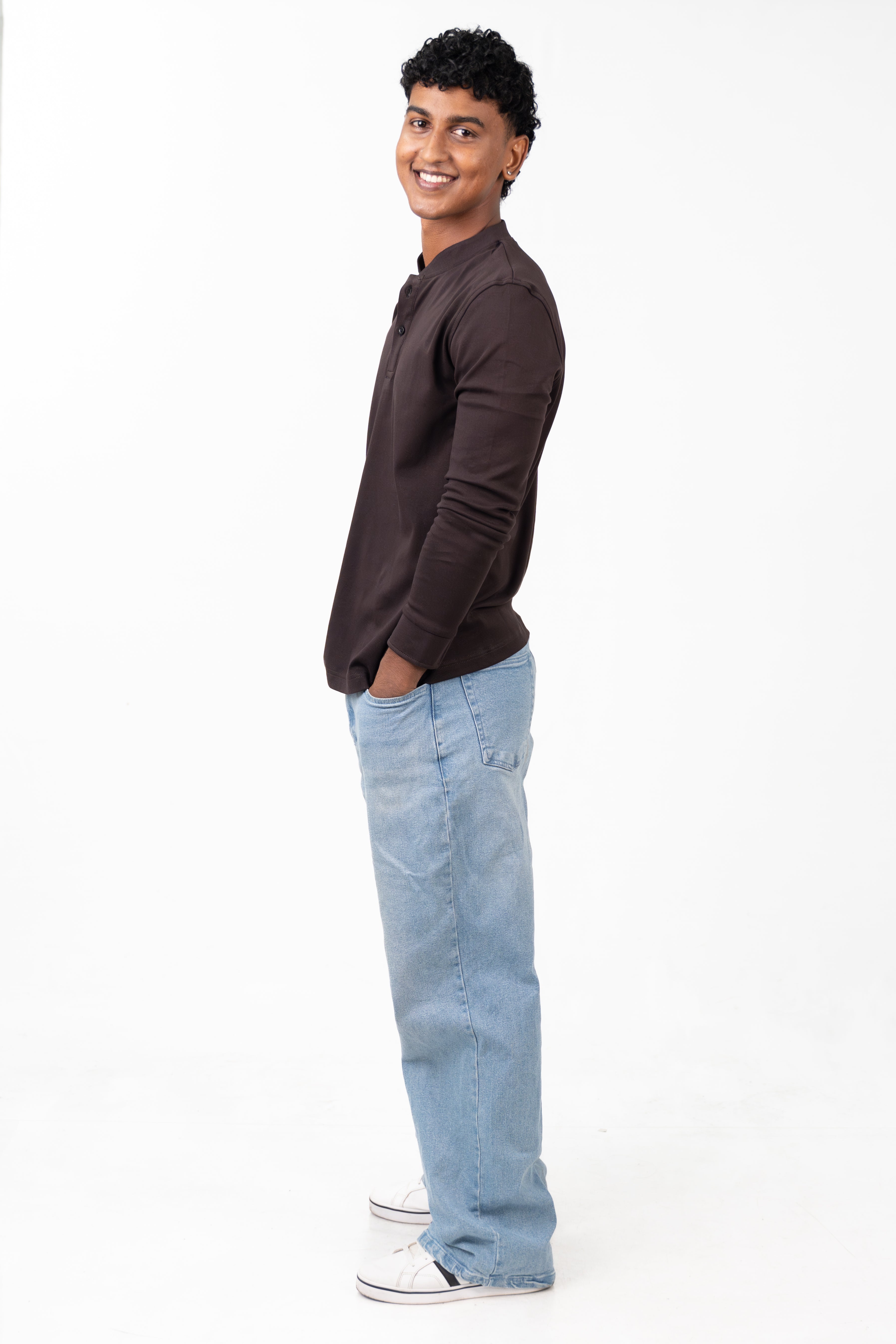 Henley Long Sleeve - Chestnut Brown