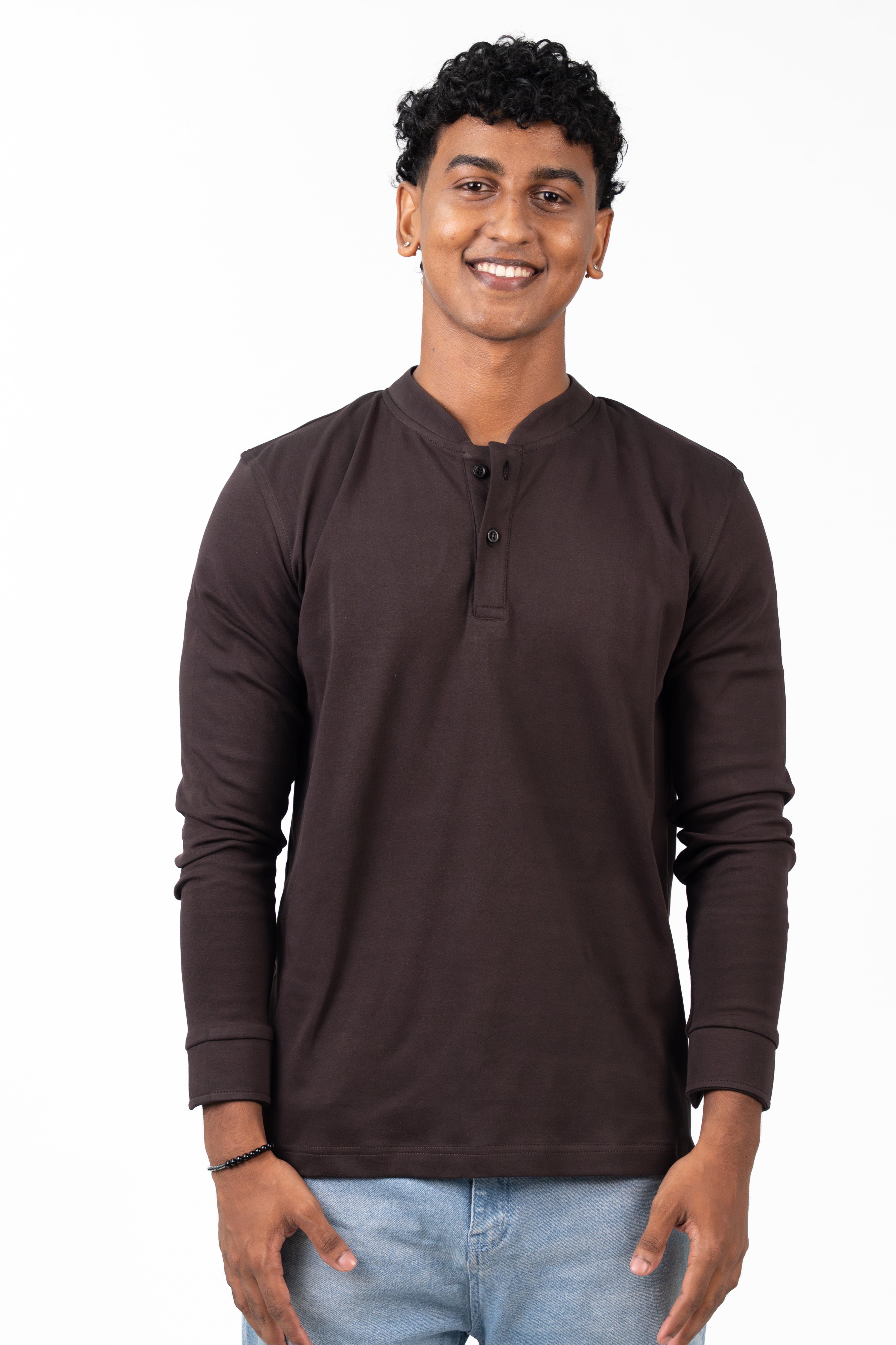 Henley Long Sleeve - Chestnut Brown