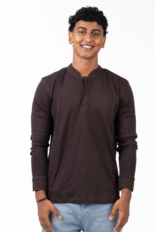 Henley Long Sleeve - Chestnut Brown