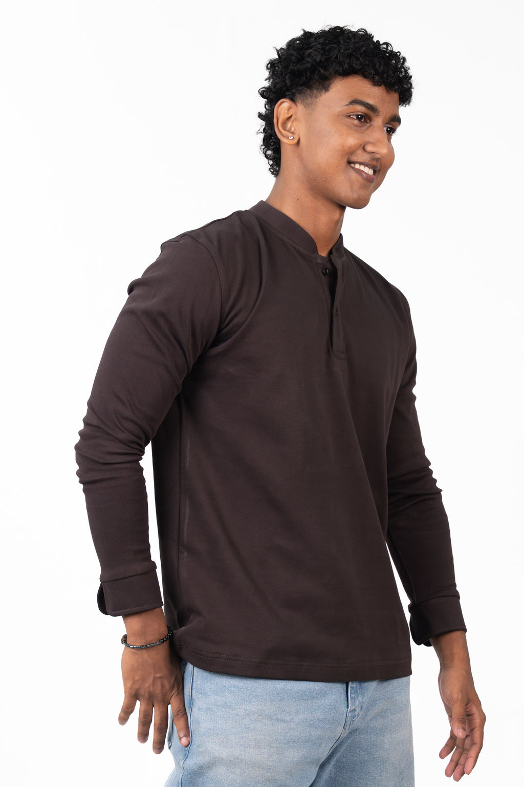 Henley Long Sleeve - Chestnut Brown