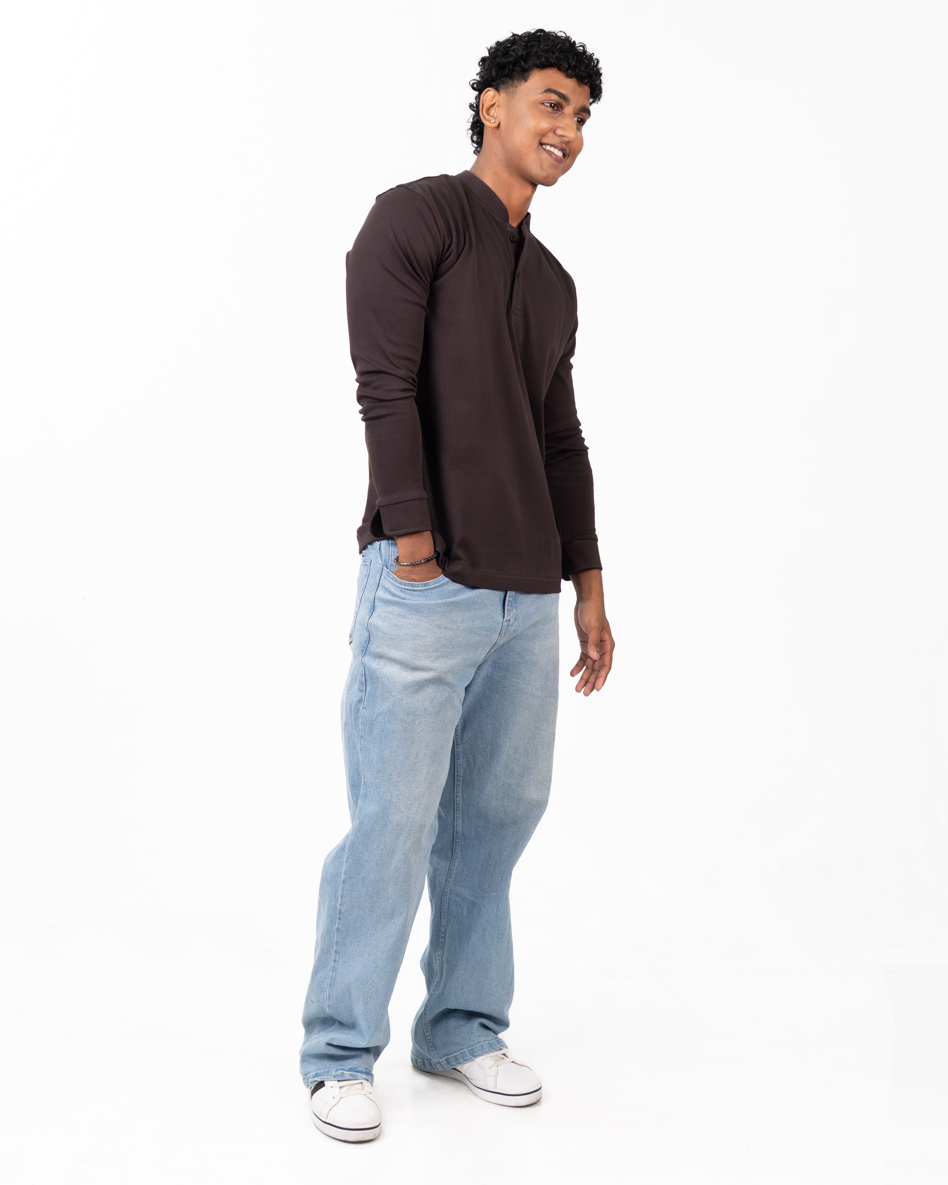 Henley Long Sleeve - Chestnut Brown