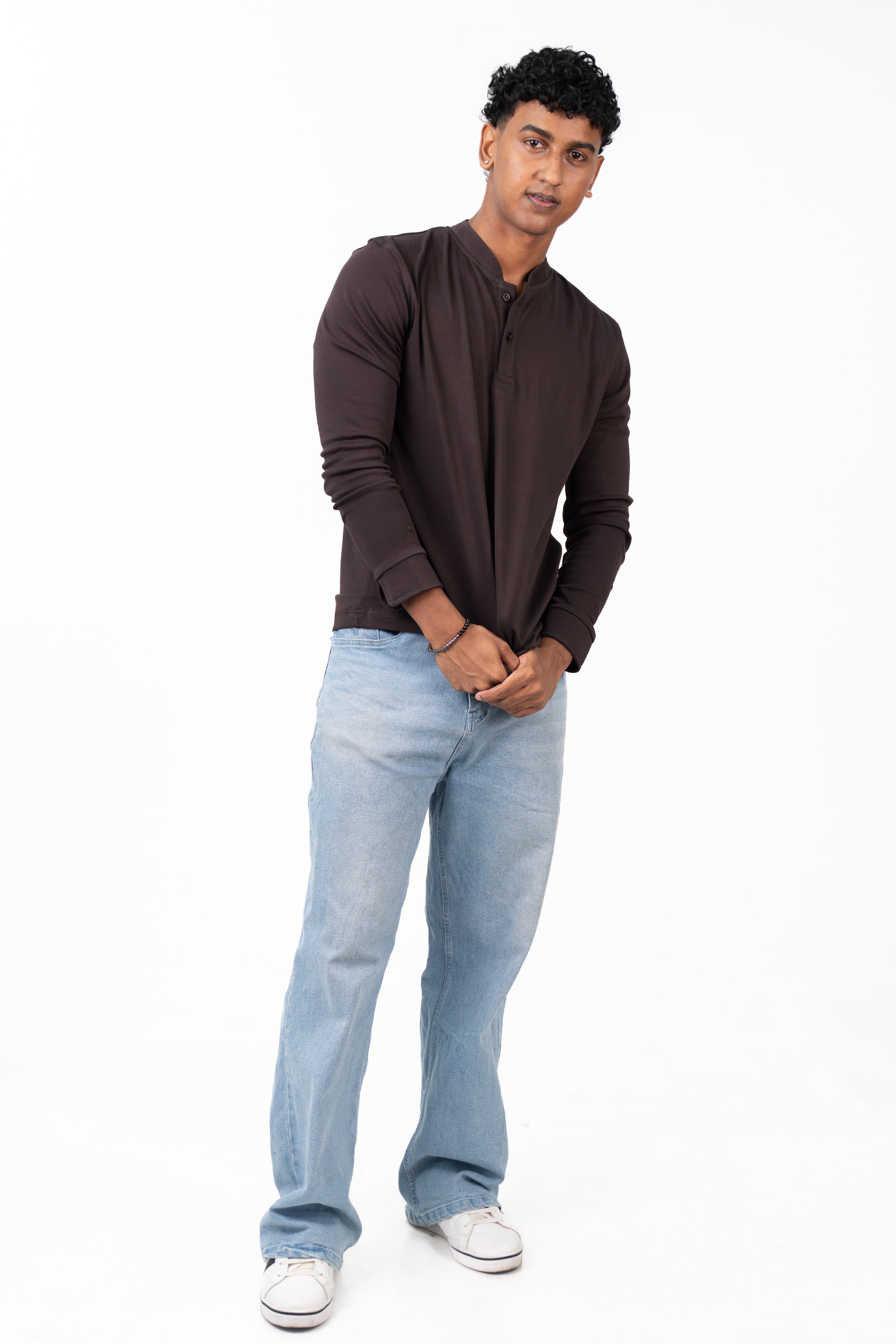 Henley Long Sleeve - Chestnut Brown