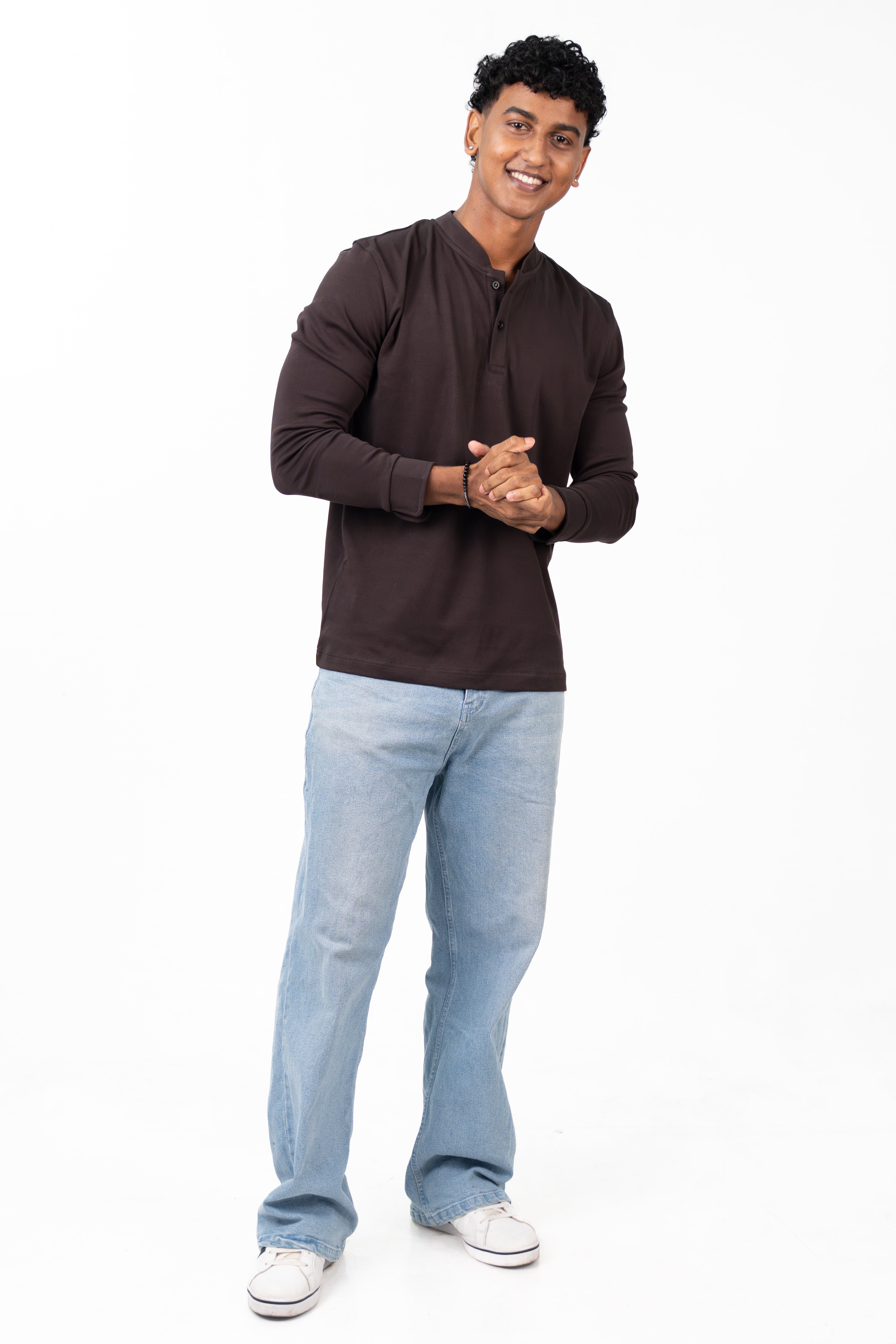Henley Long Sleeve - Chestnut Brown