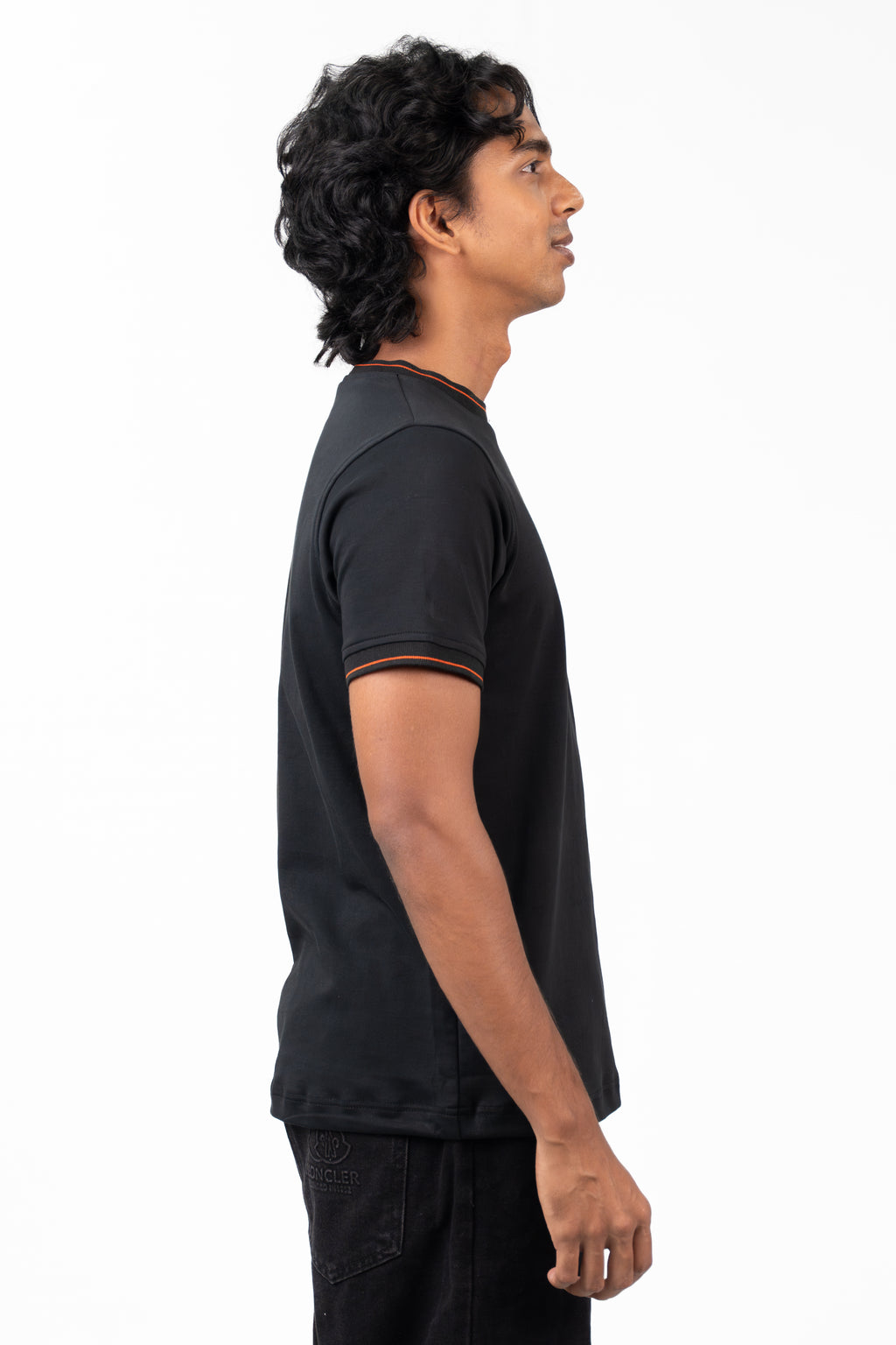 Crew Neck (with accented collar) - Raven Black