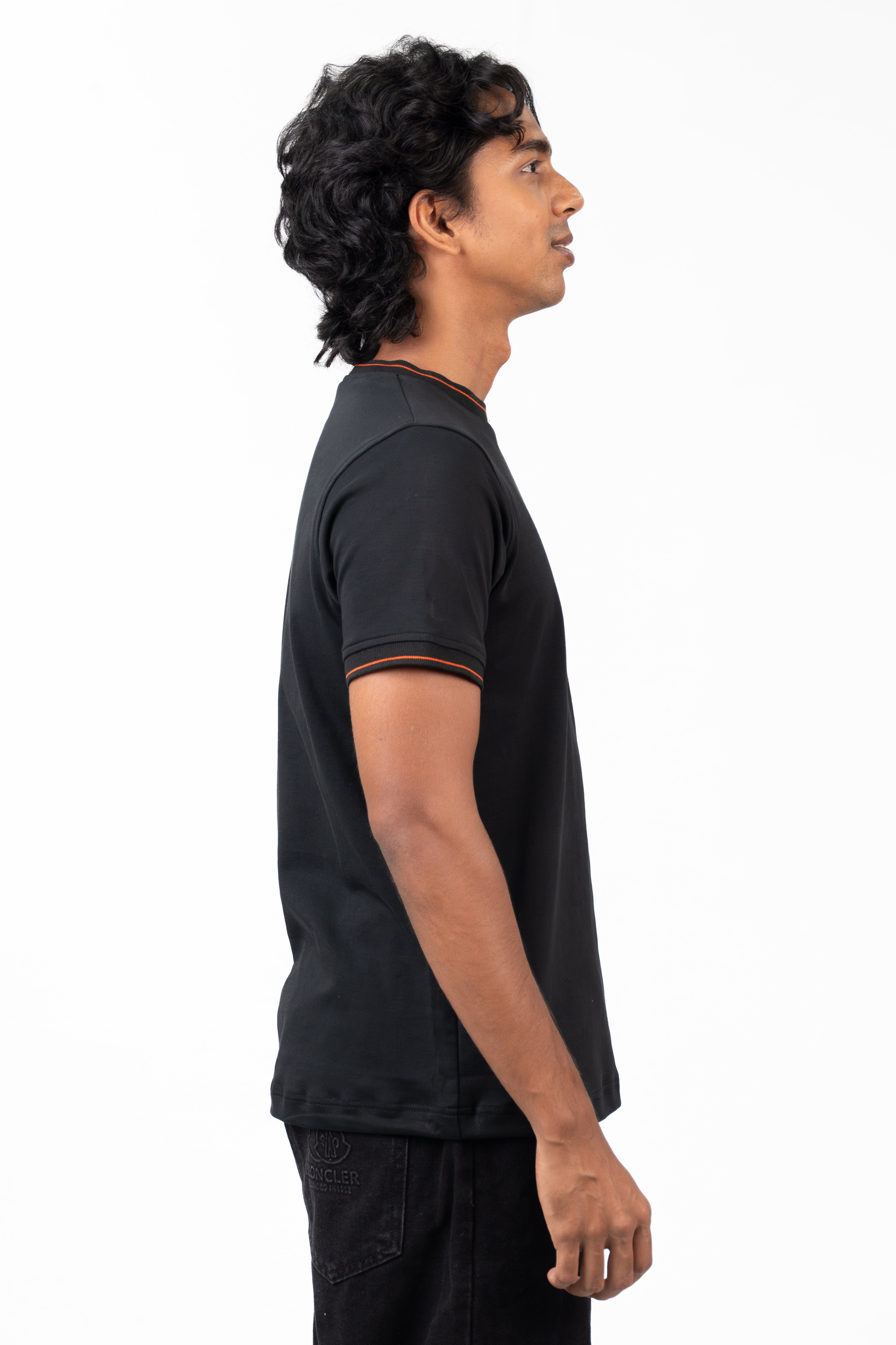 Crew Neck (with accented collar) - Raven Black