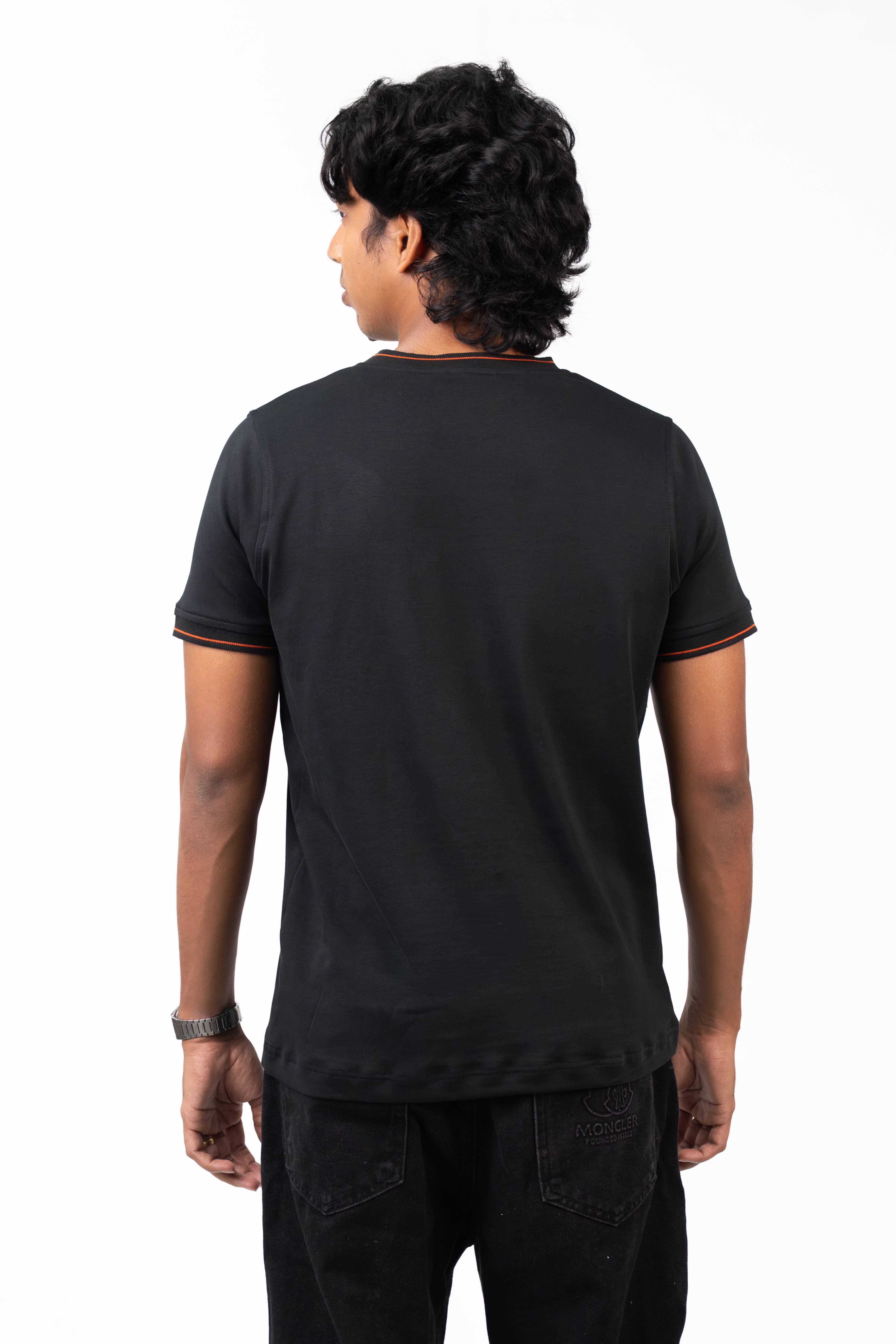 Crew Neck (with accented collar) - Raven Black