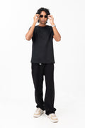 Crew Neck (with accented collar) - Raven Black