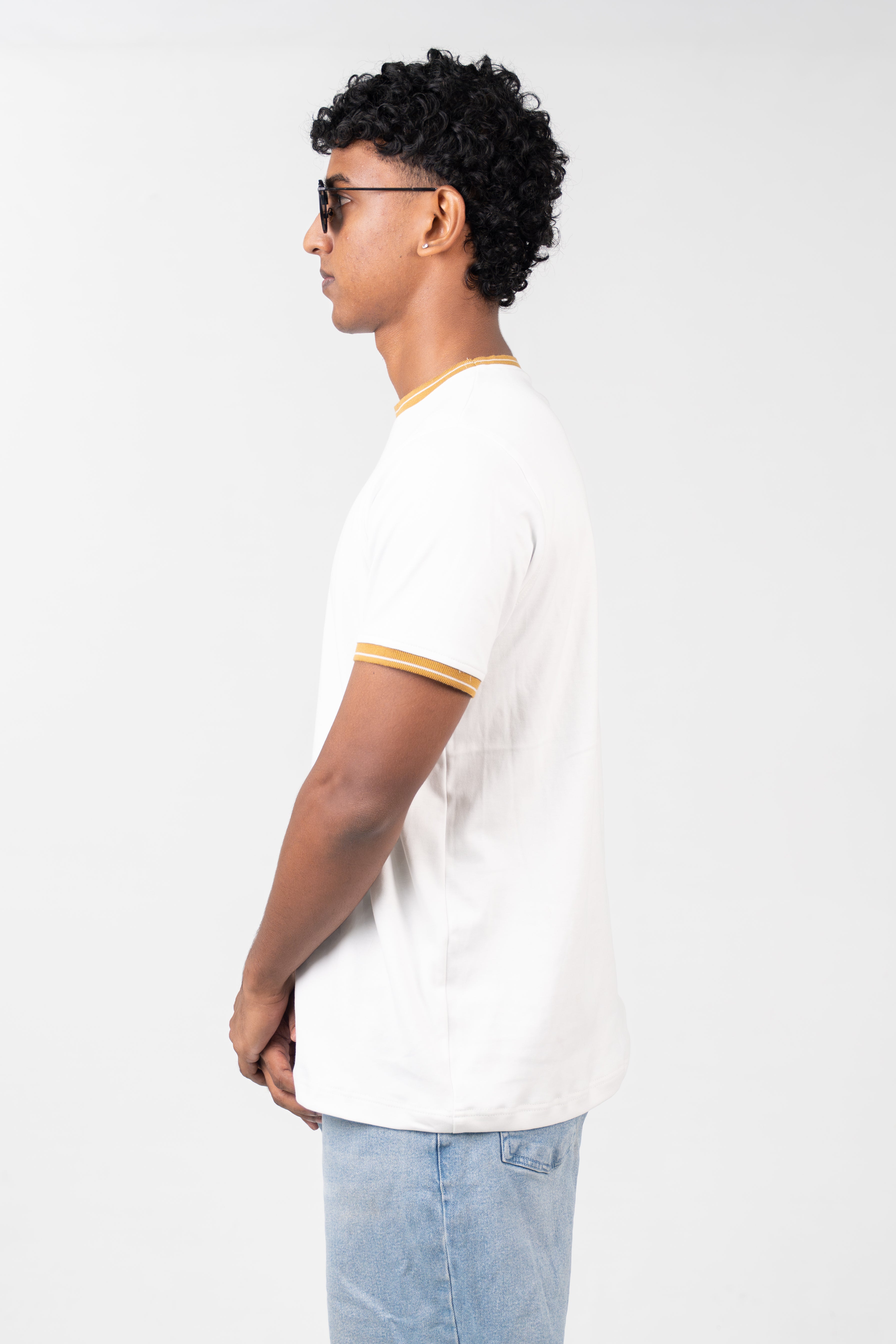 Crew Neck (with accented collar) - Pure White