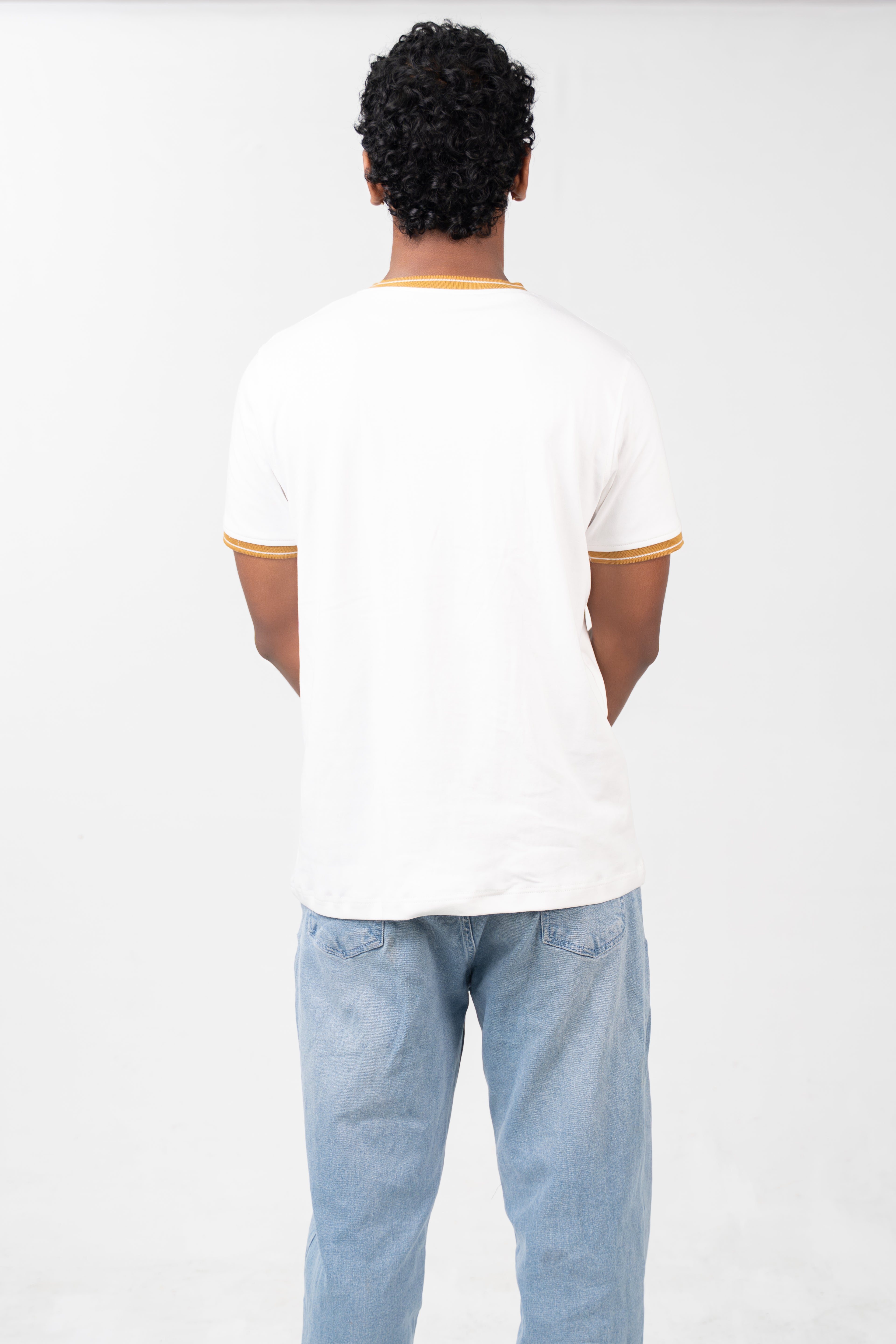 Crew Neck (with accented collar) - Pure White