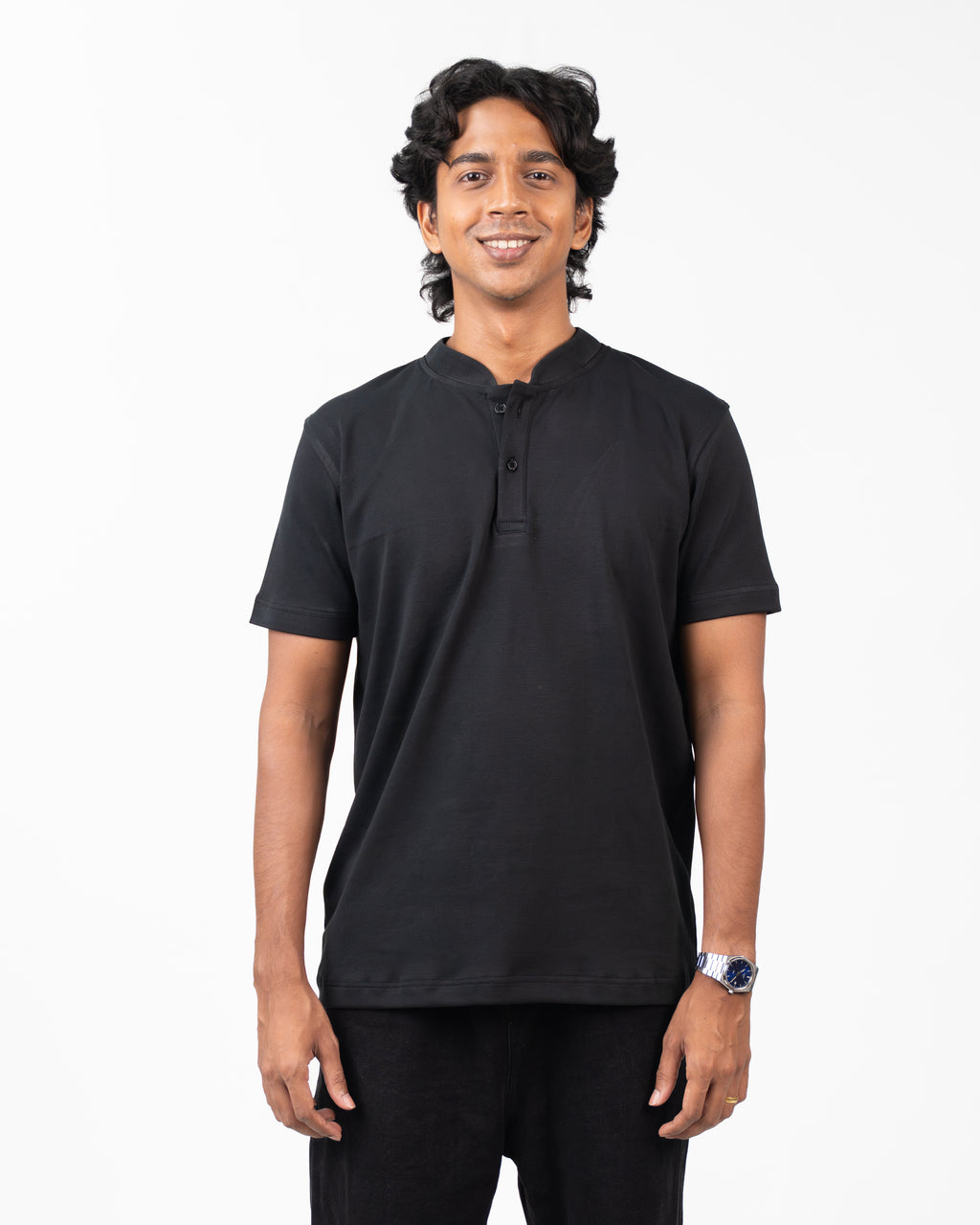 Henley Short Sleeve - Raven Black