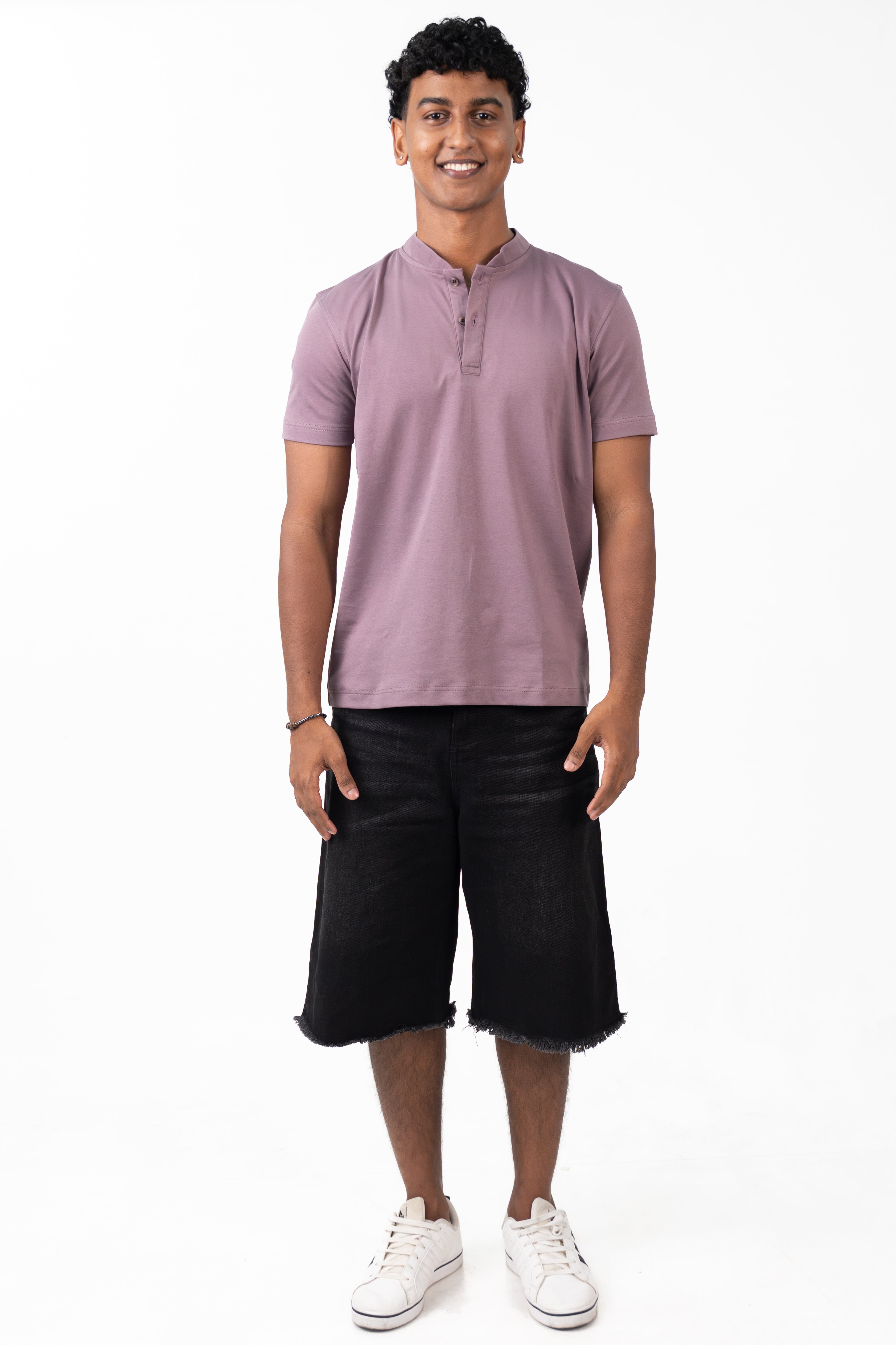 Henley Short Sleeve - Dusky Pink