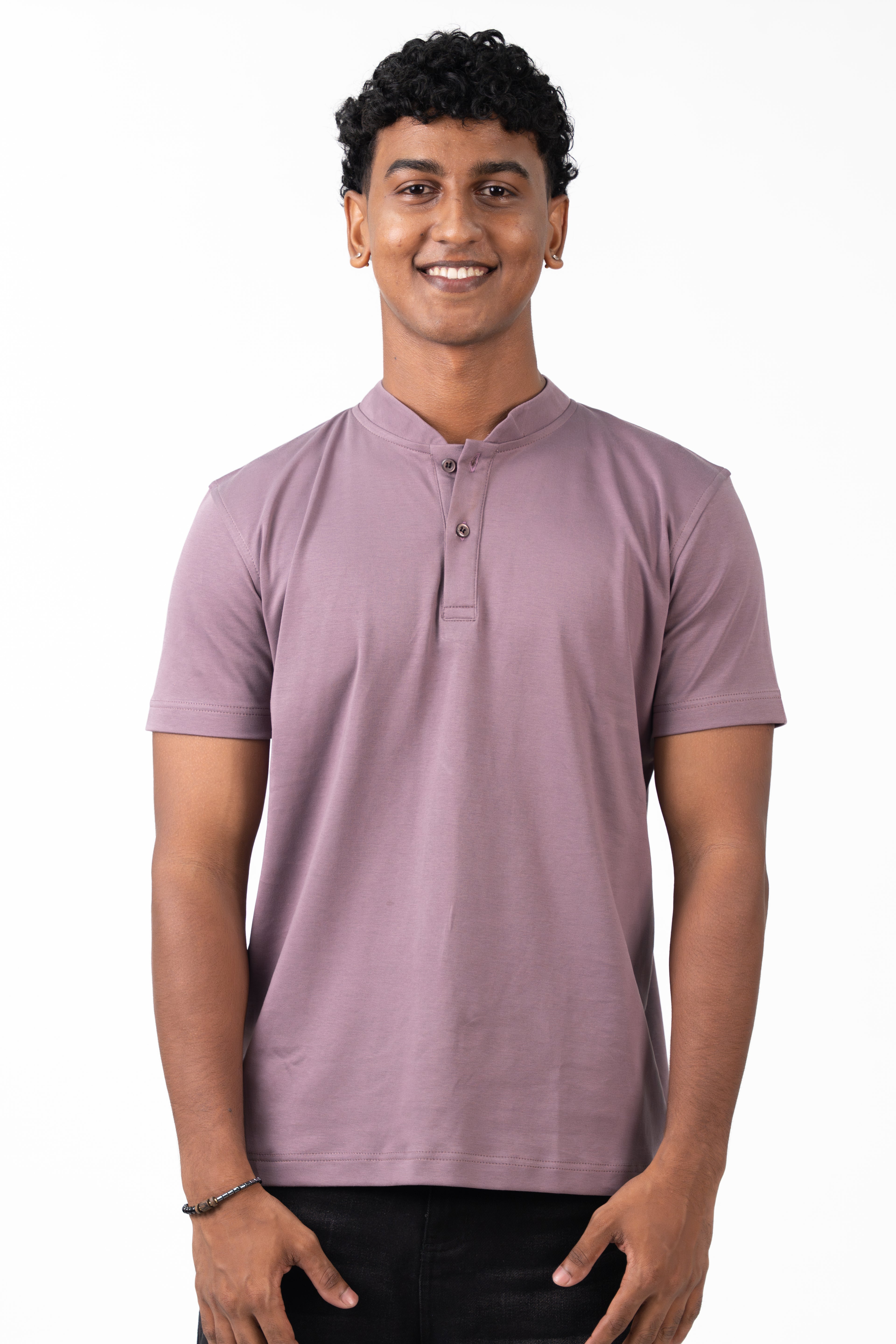 Henley Short Sleeve - Dusky Pink