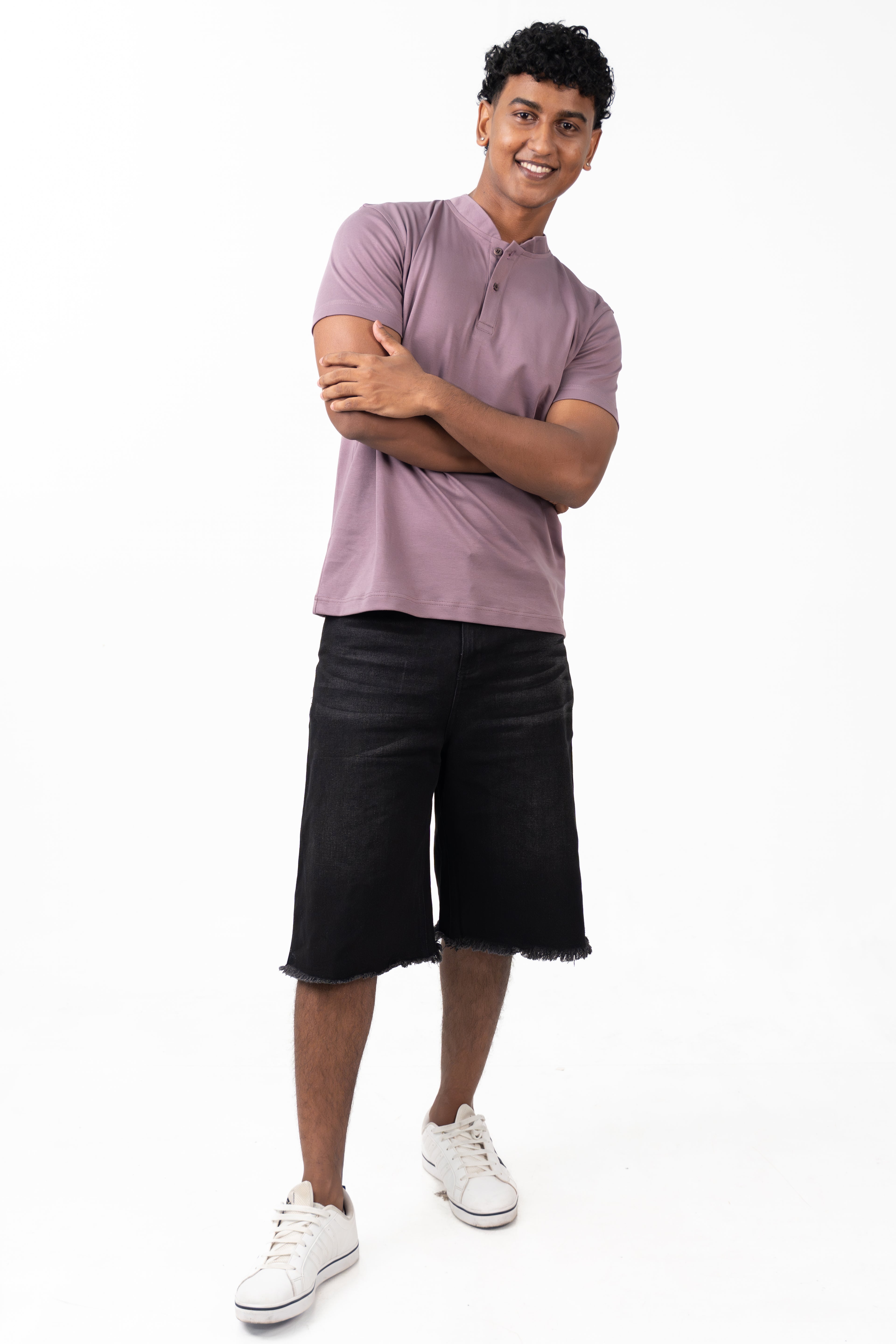 Henley Short Sleeve - Dusky Pink