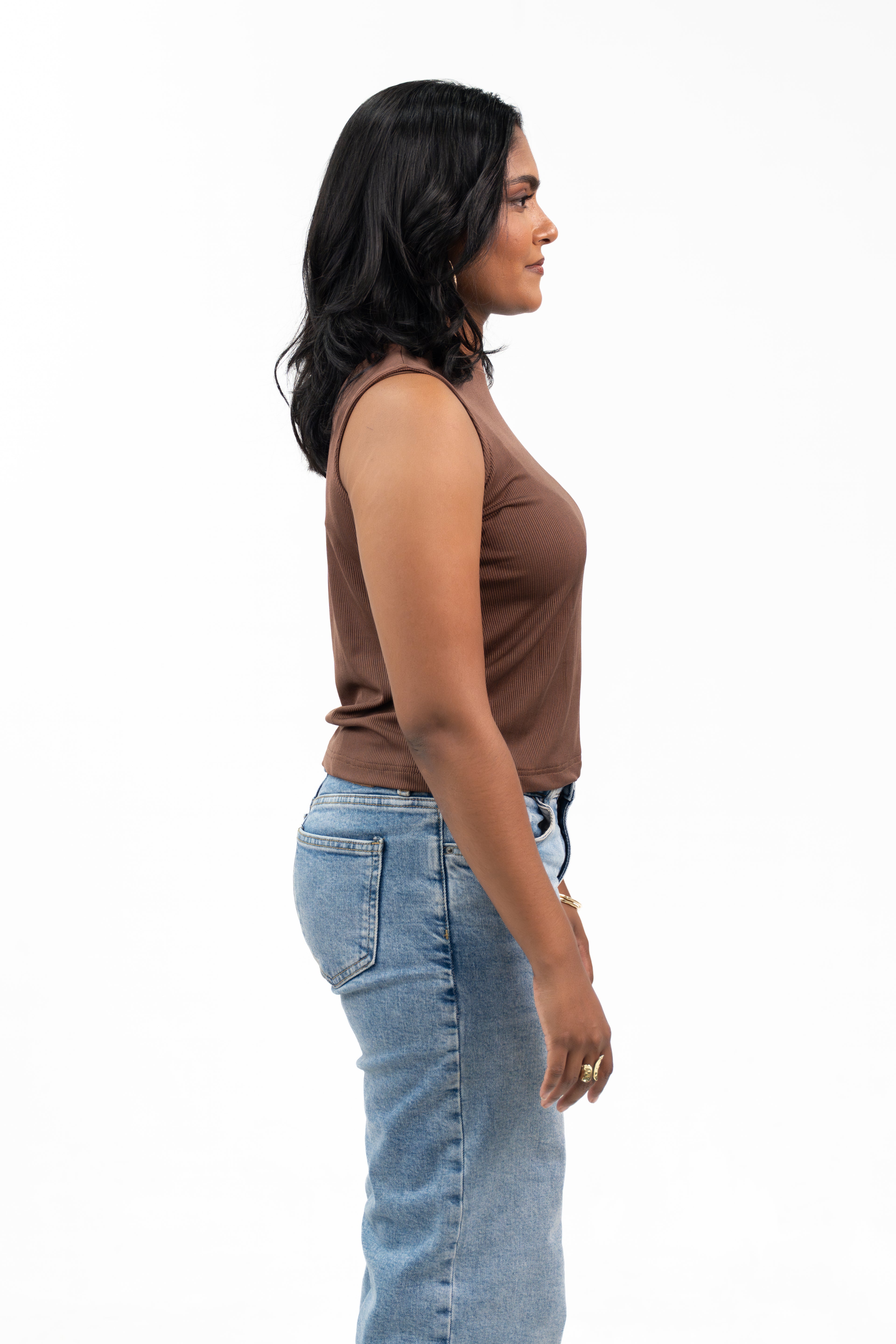 Ribbed Sleeveless - Chestnut Brown