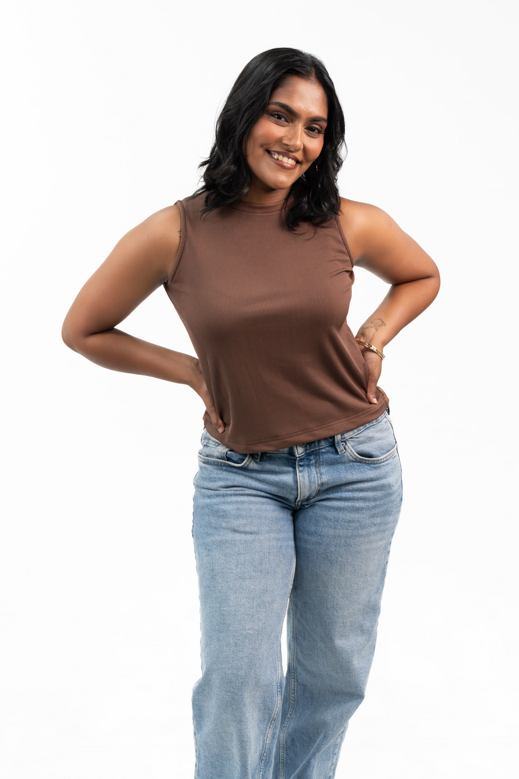 Ribbed Sleeveless - Chestnut Brown