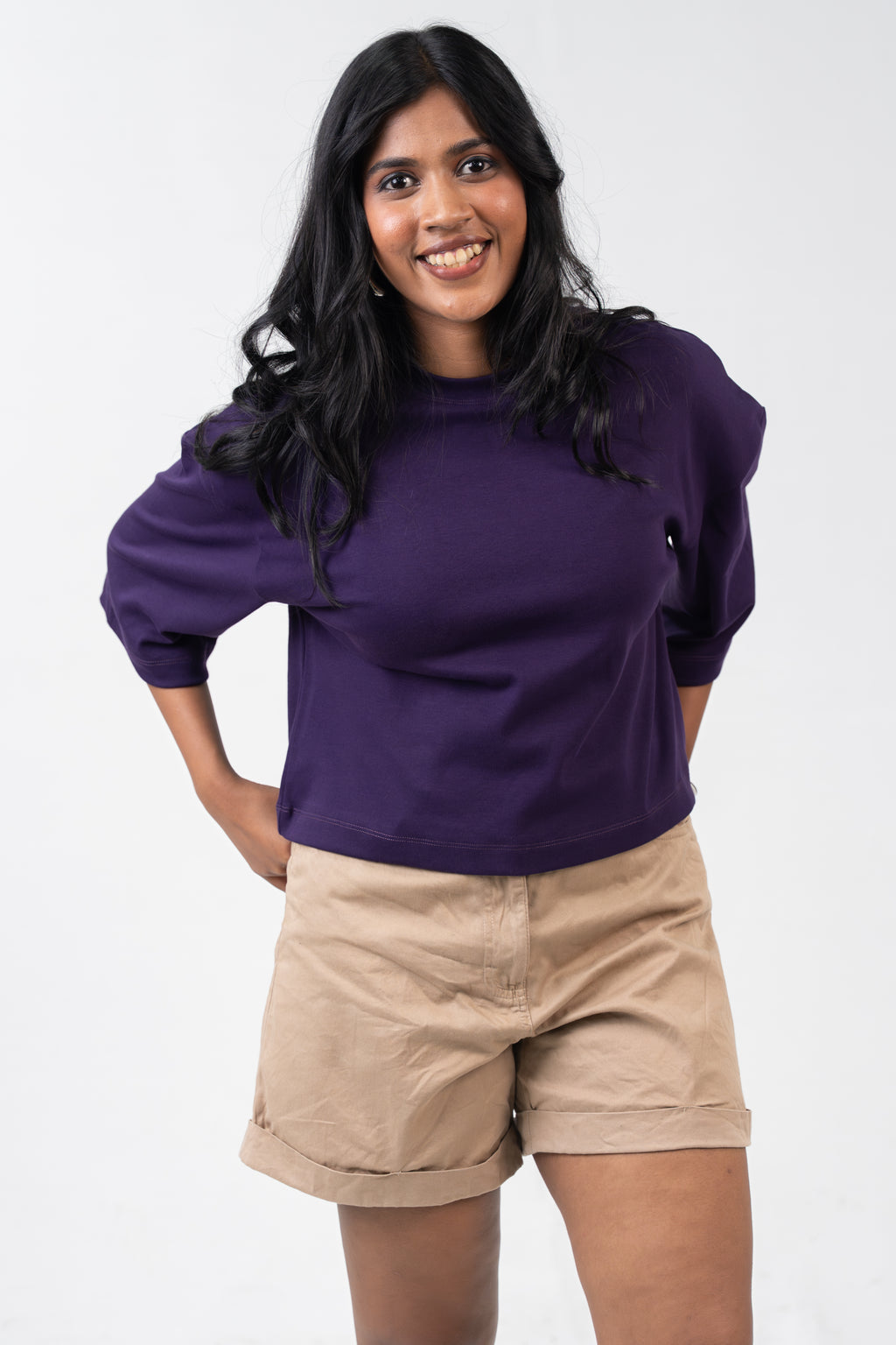 Oversized Crop - Plum Purple
