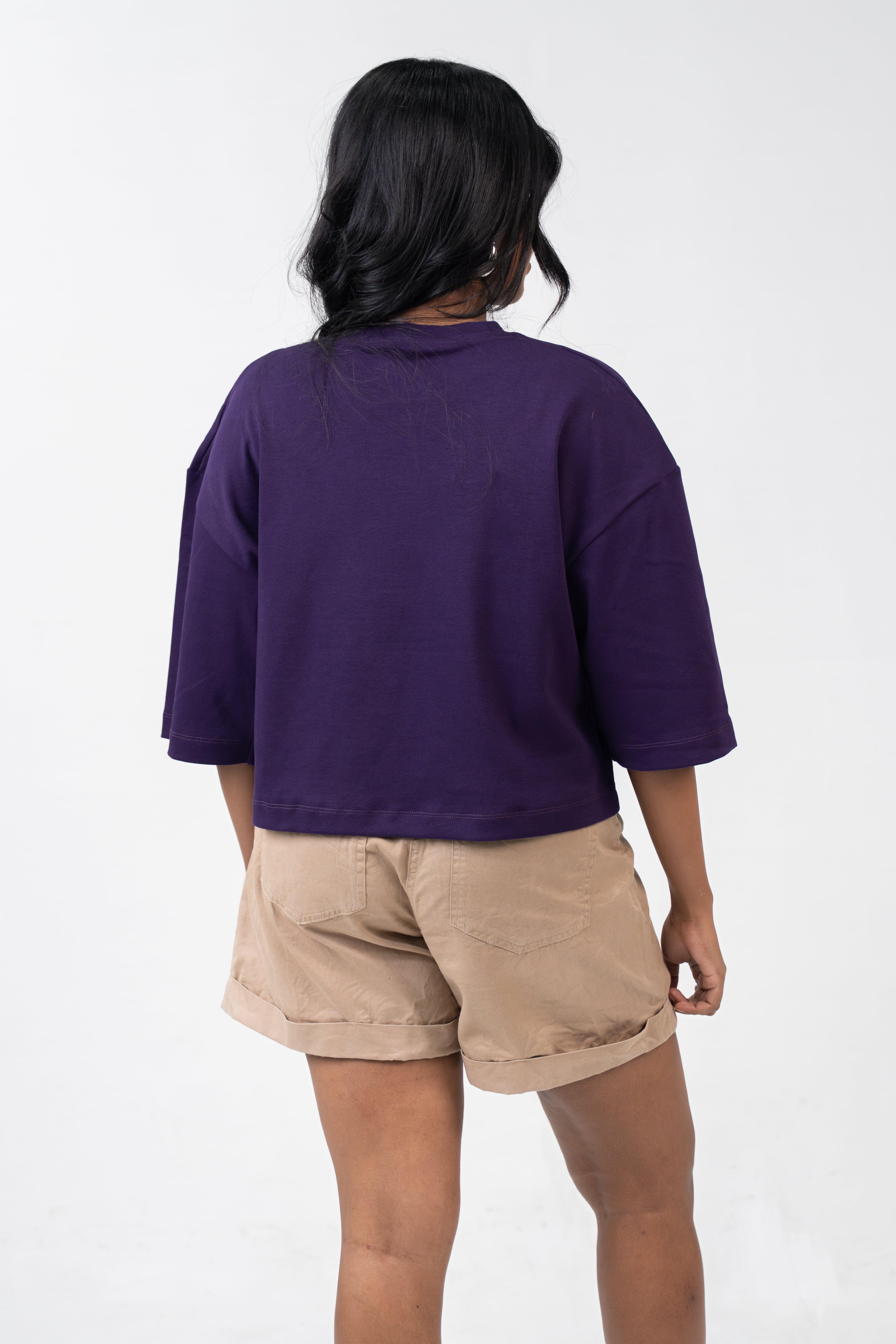 Oversized Crop - Plum Purple