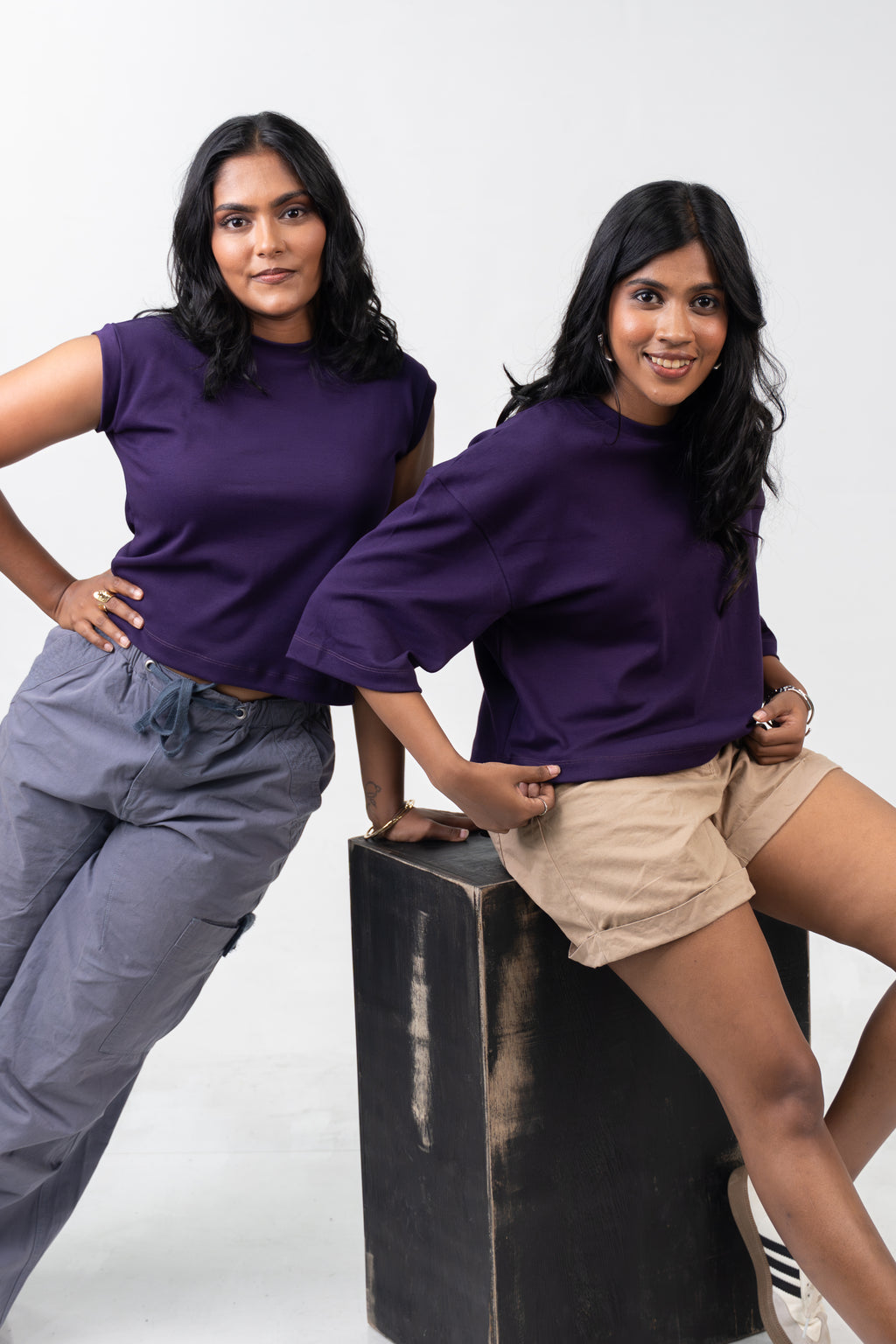 Oversized Crop - Plum Purple