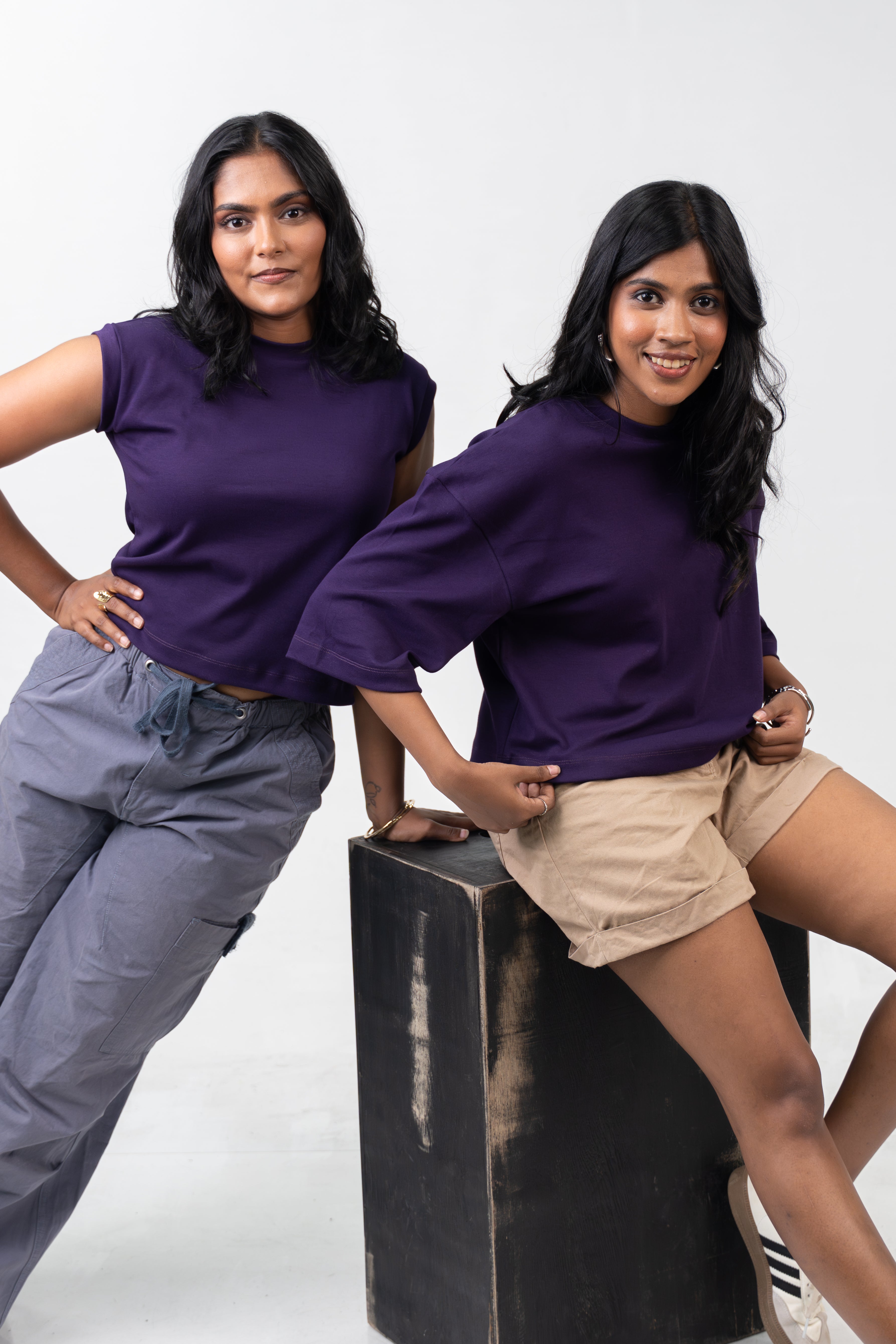 Oversized Crop - Plum Purple