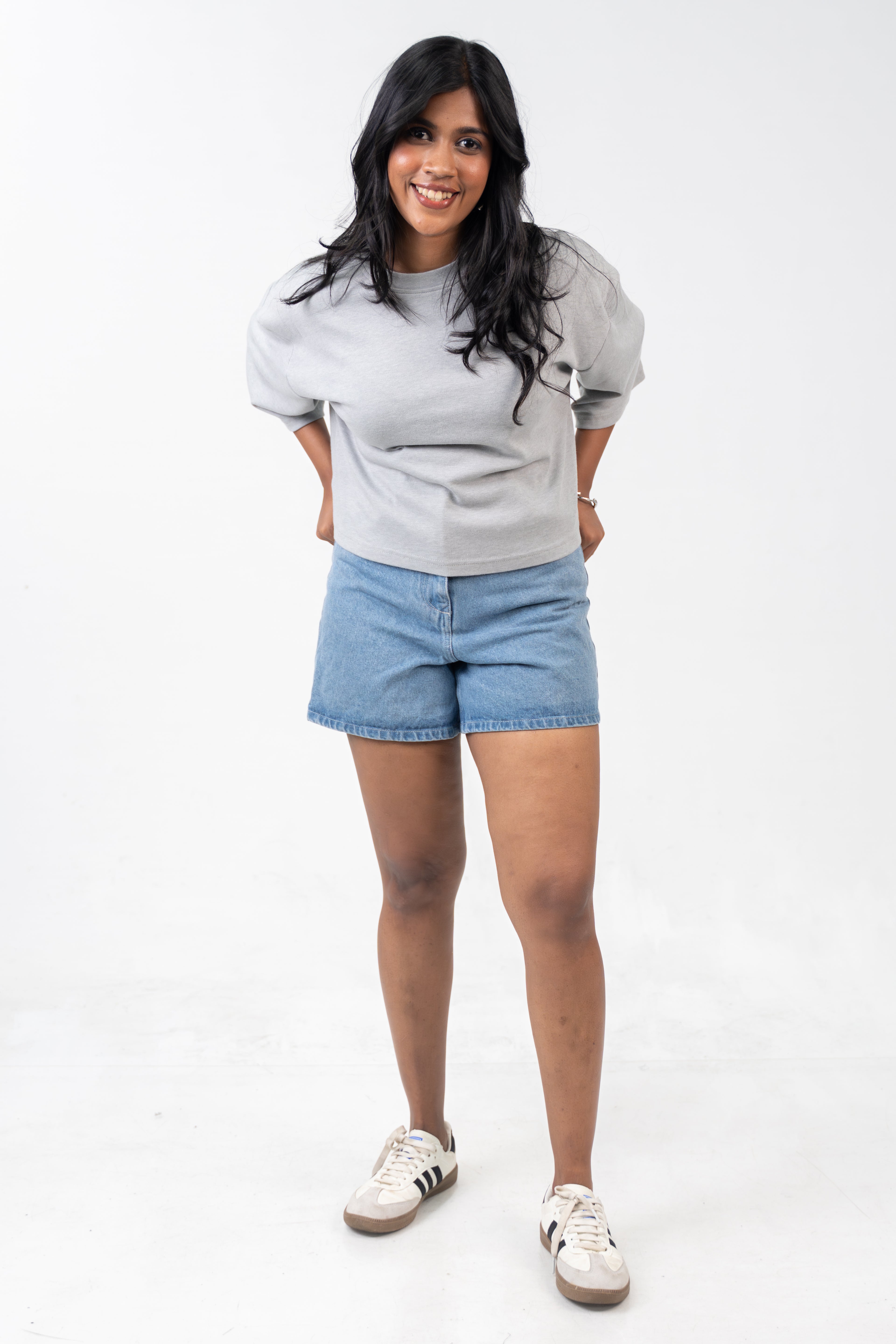 Oversized Crop - Silver Grey