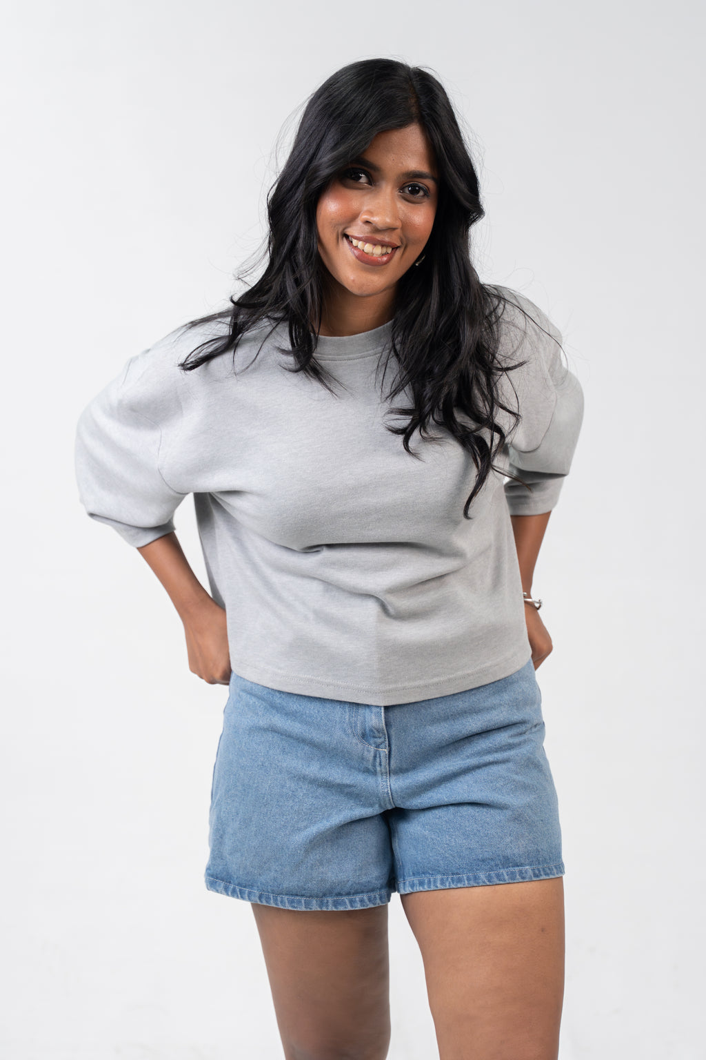 Oversized Crop - Silver Grey