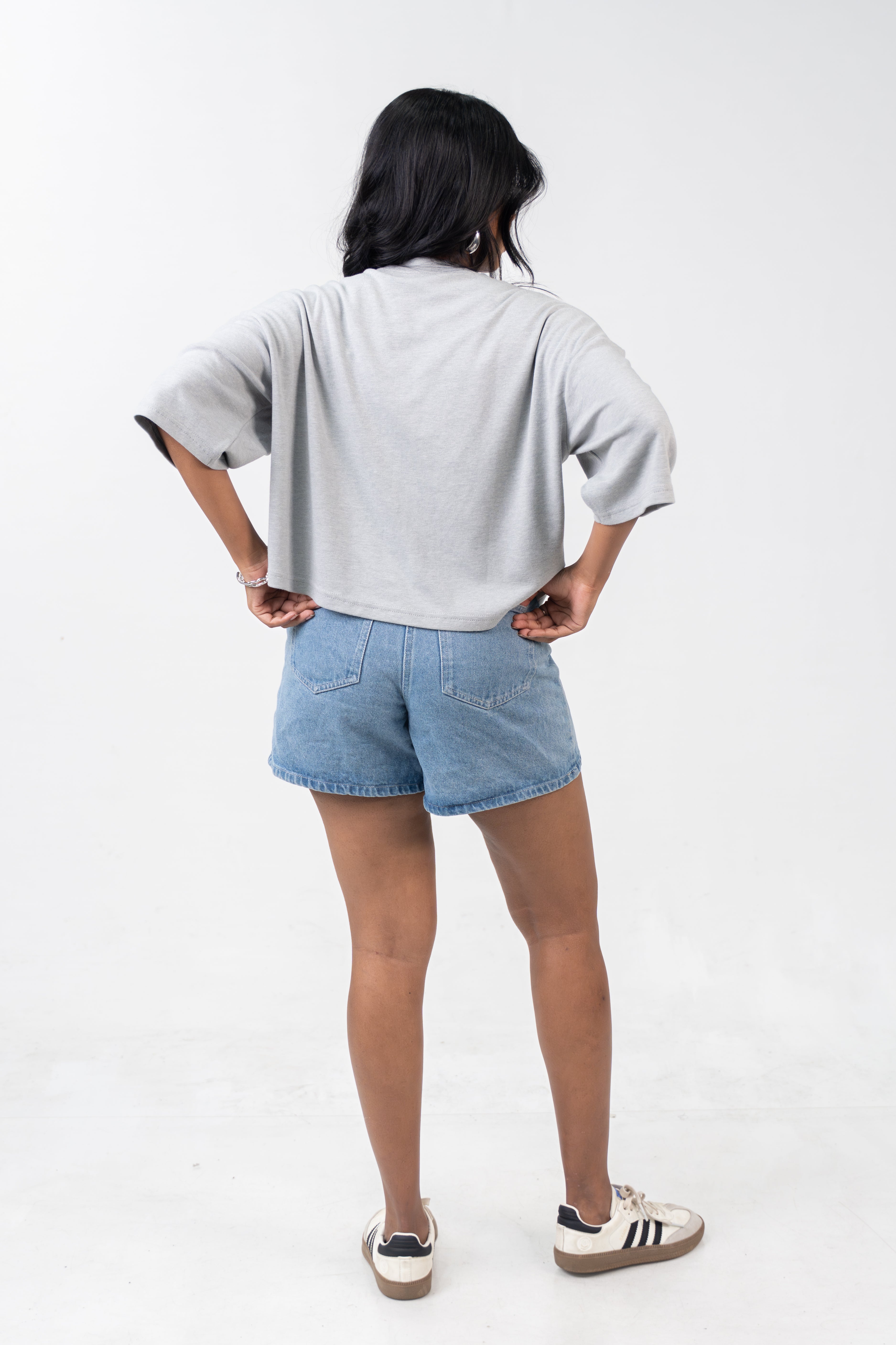 Oversized Crop - Silver Grey