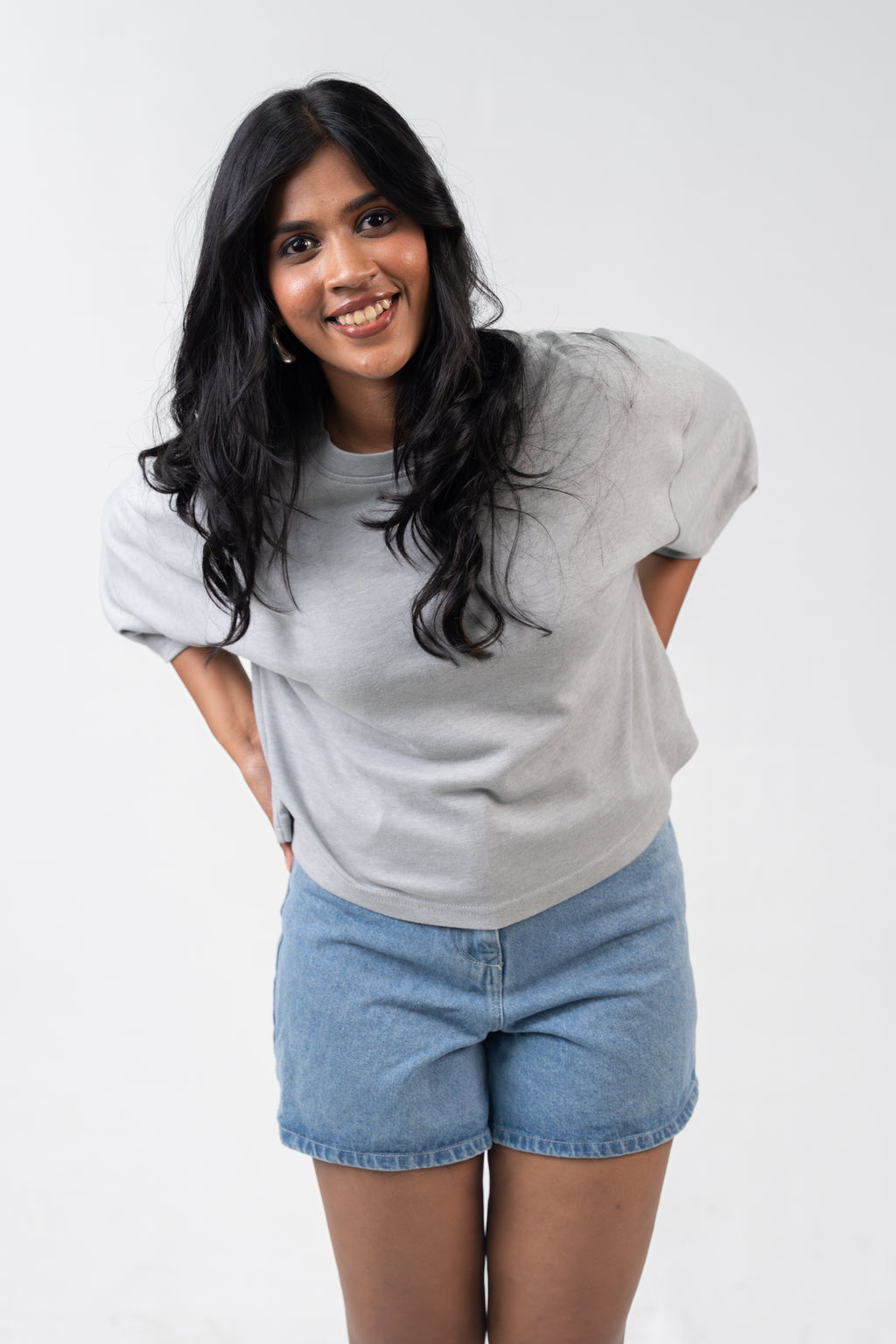 Oversized Crop - Silver Grey