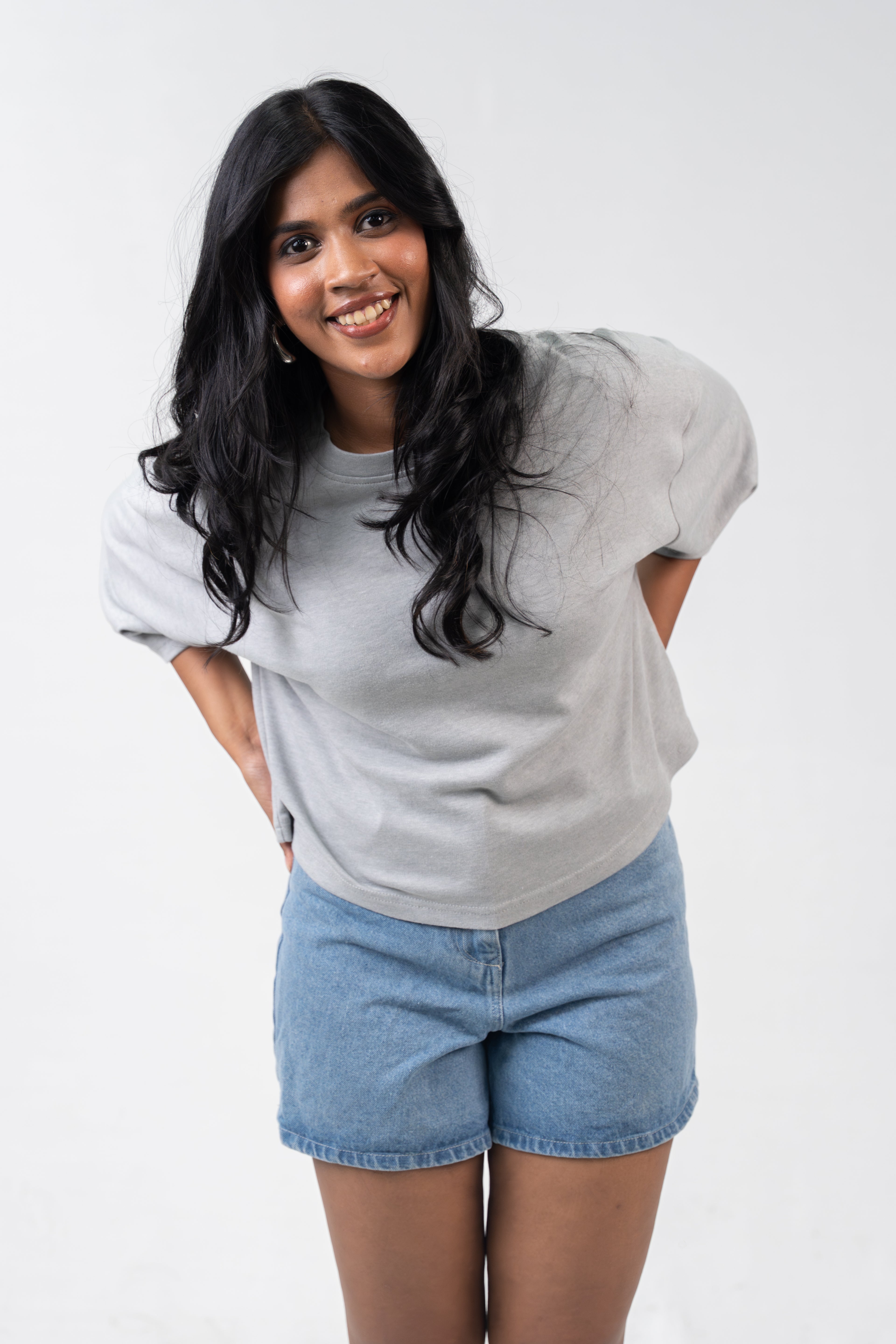 Oversized Crop - Silver Grey