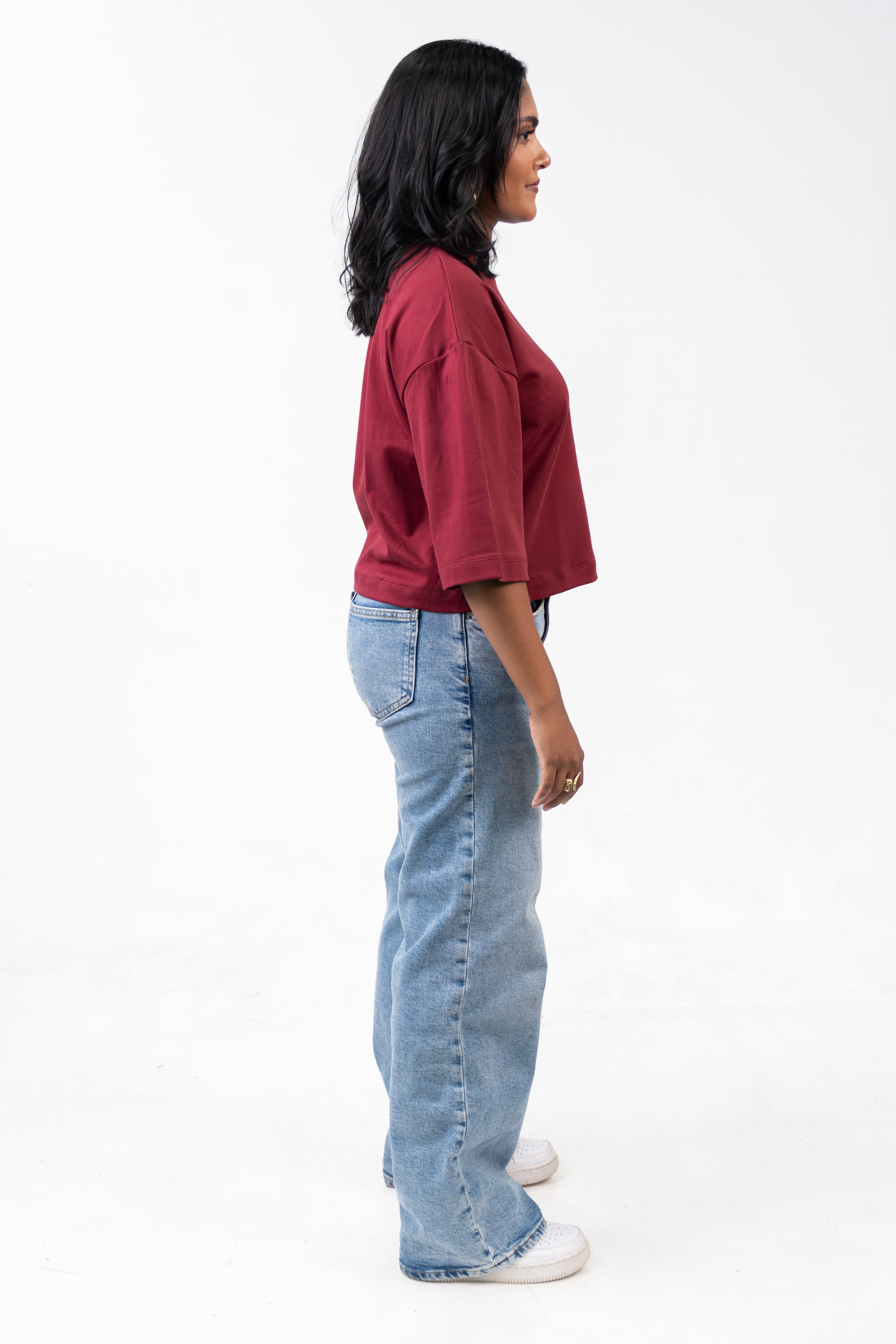 Oversized Crop - Burnt Maroon