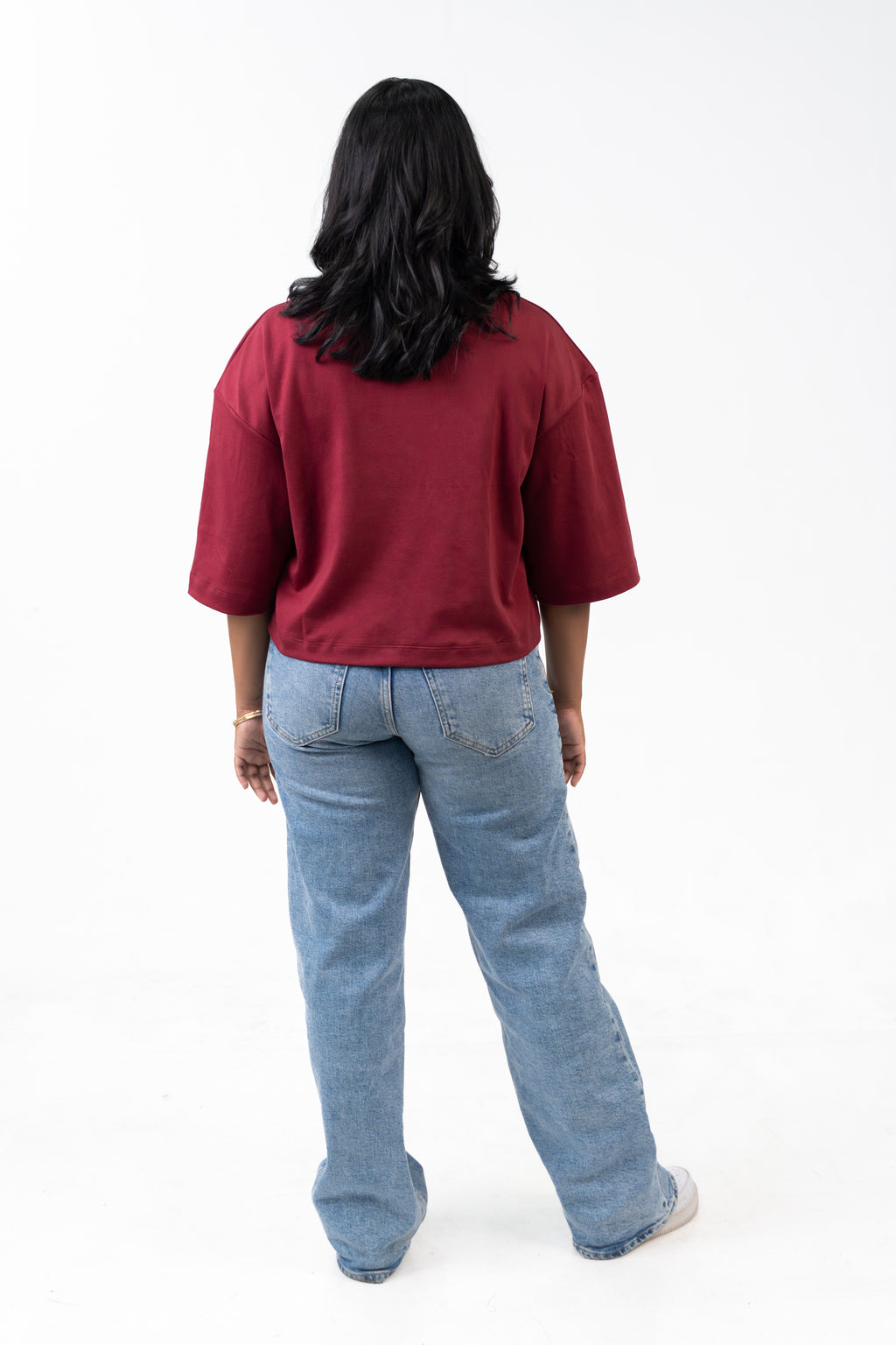 Oversized Crop - Burnt Maroon