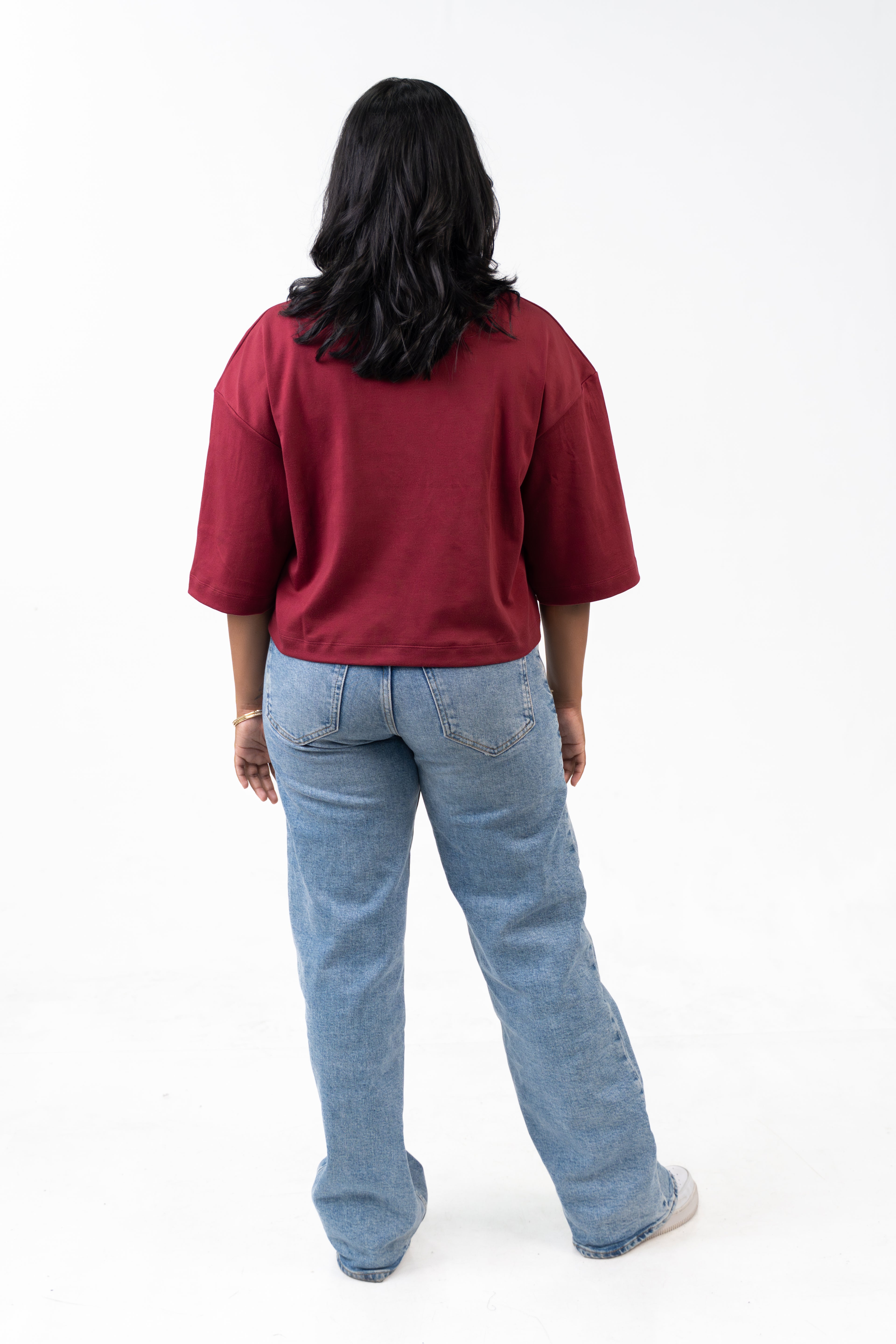 Oversized Crop - Burnt Maroon