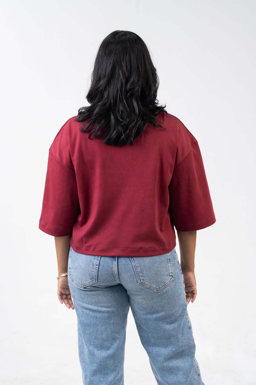 Oversized Crop - Burnt Maroon
