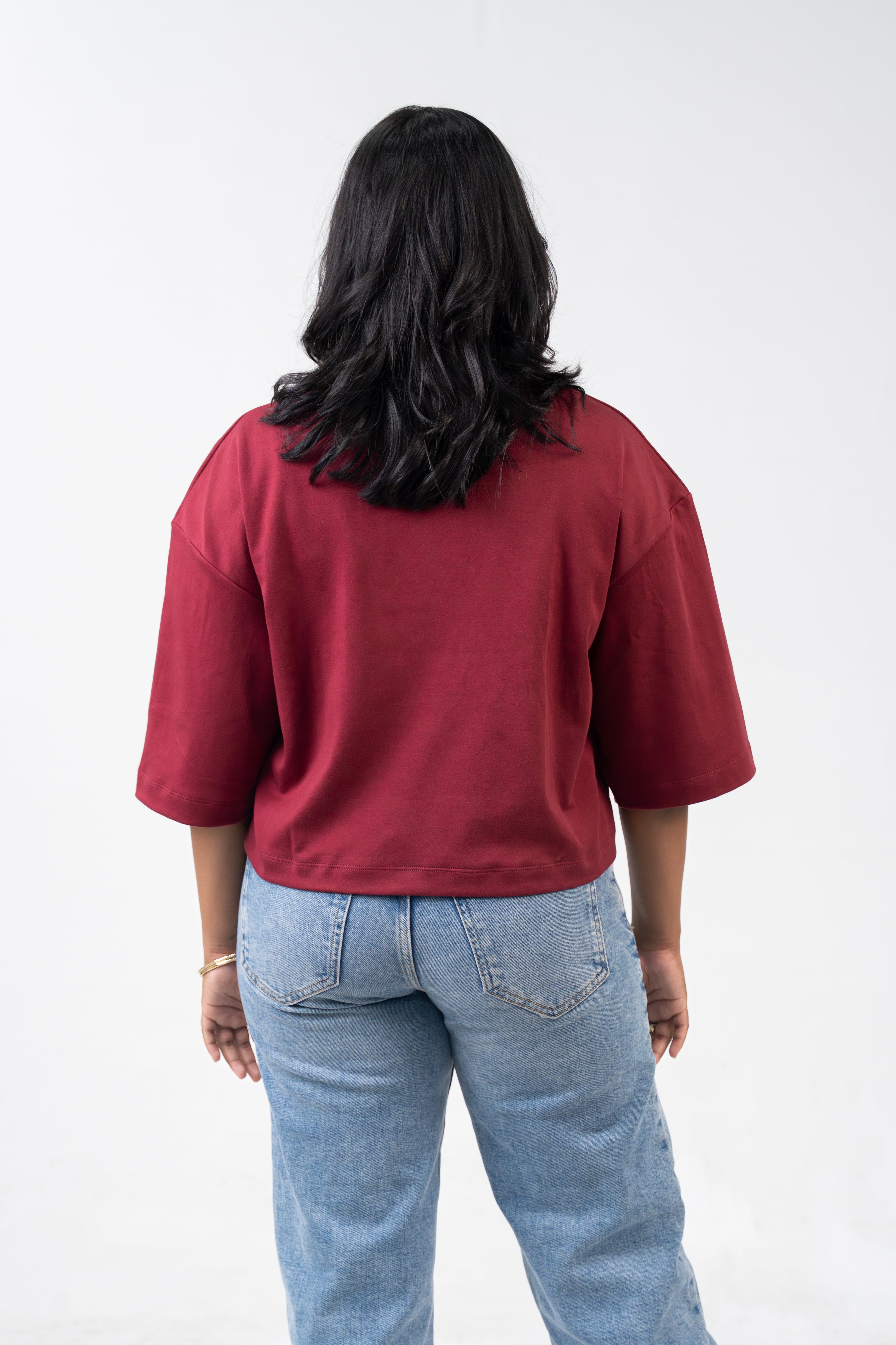Oversized Crop - Burnt Maroon