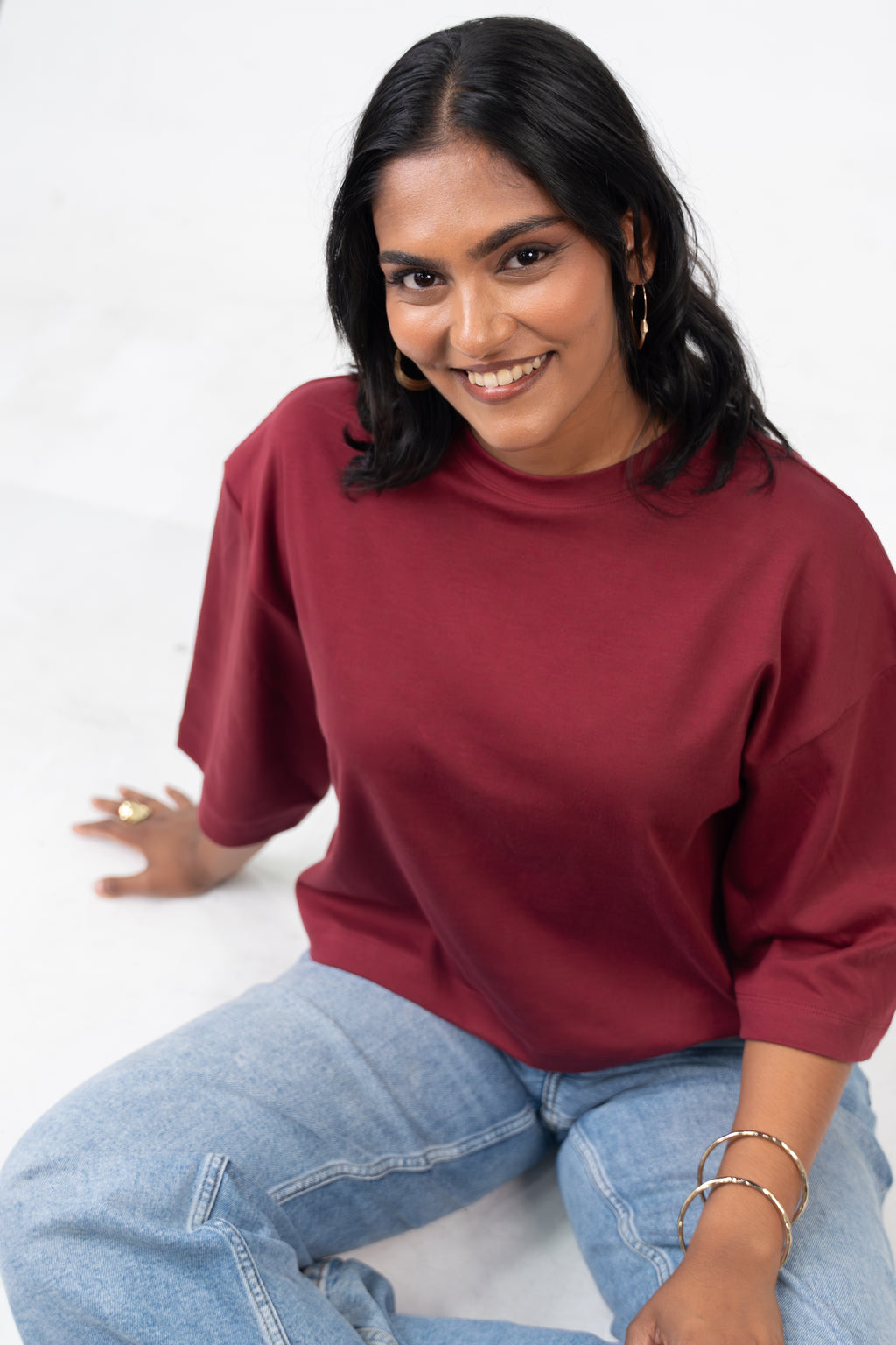 Oversized Crop - Burnt Maroon