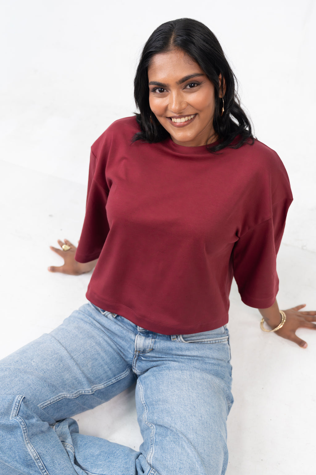 Oversized Crop - Burnt Maroon