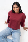 Oversized Crop - Burnt Maroon