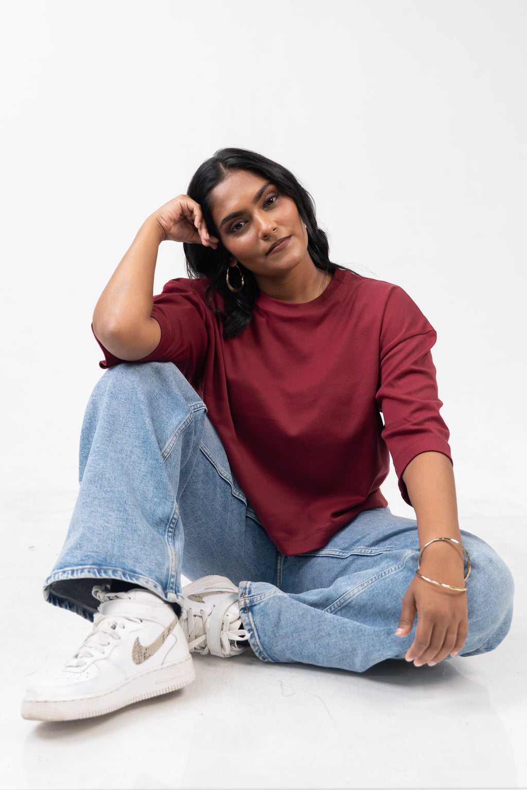 Oversized Crop - Burnt Maroon