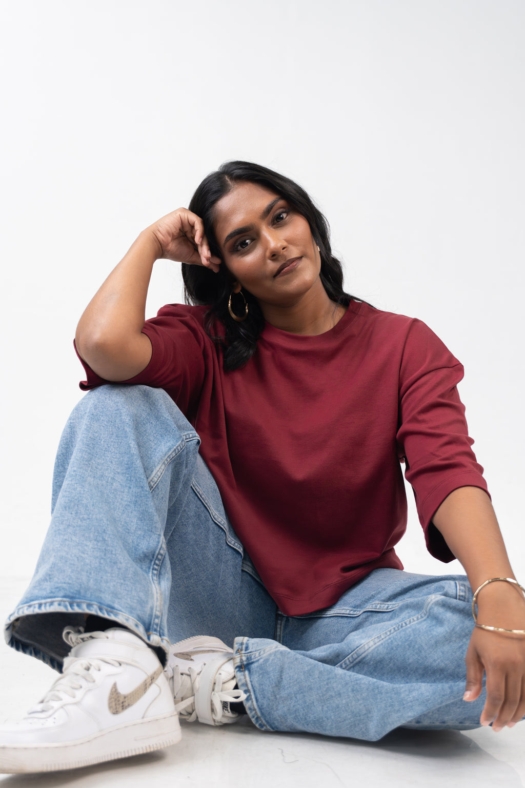 Oversized Crop - Burnt Maroon