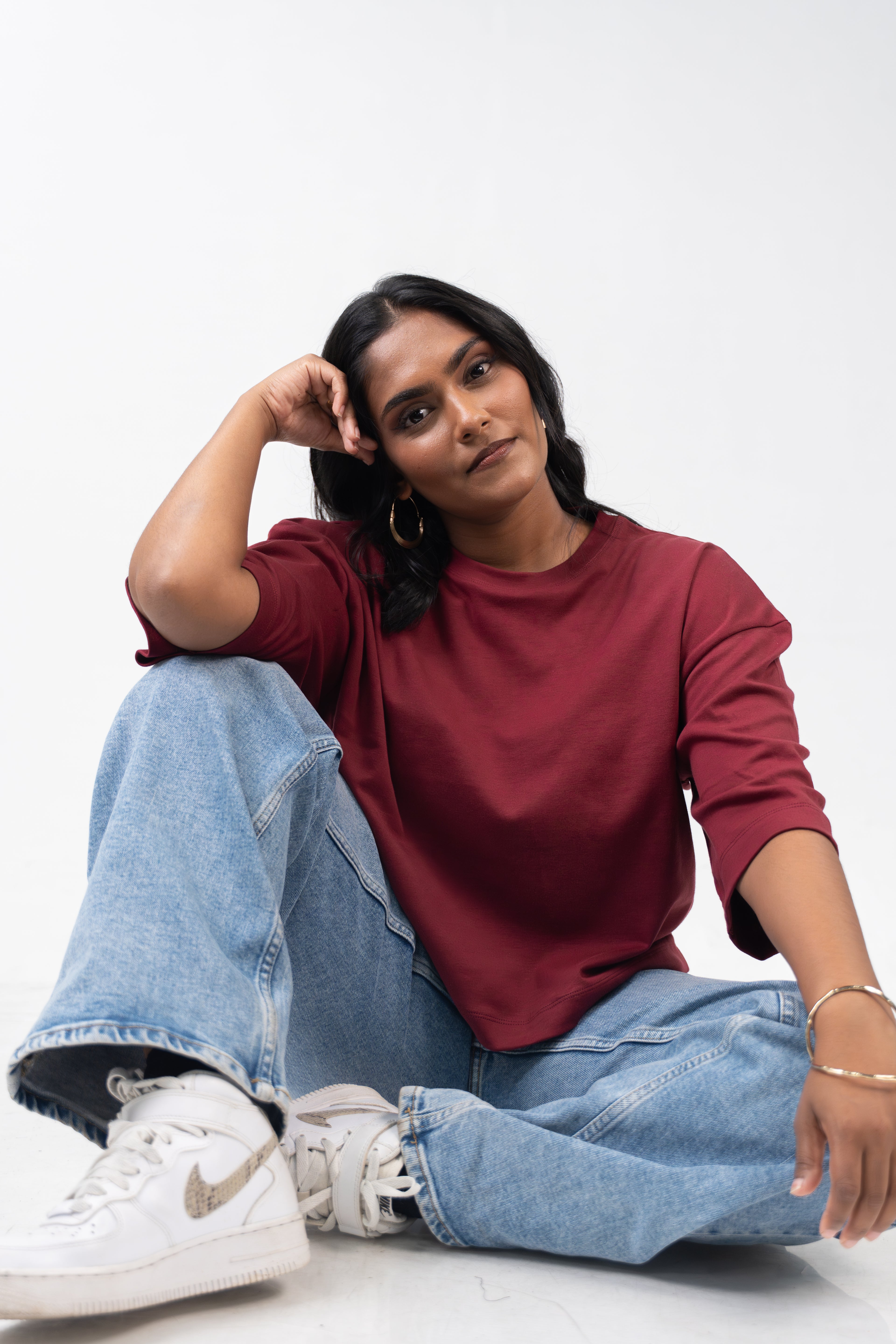 Oversized Crop - Burnt Maroon