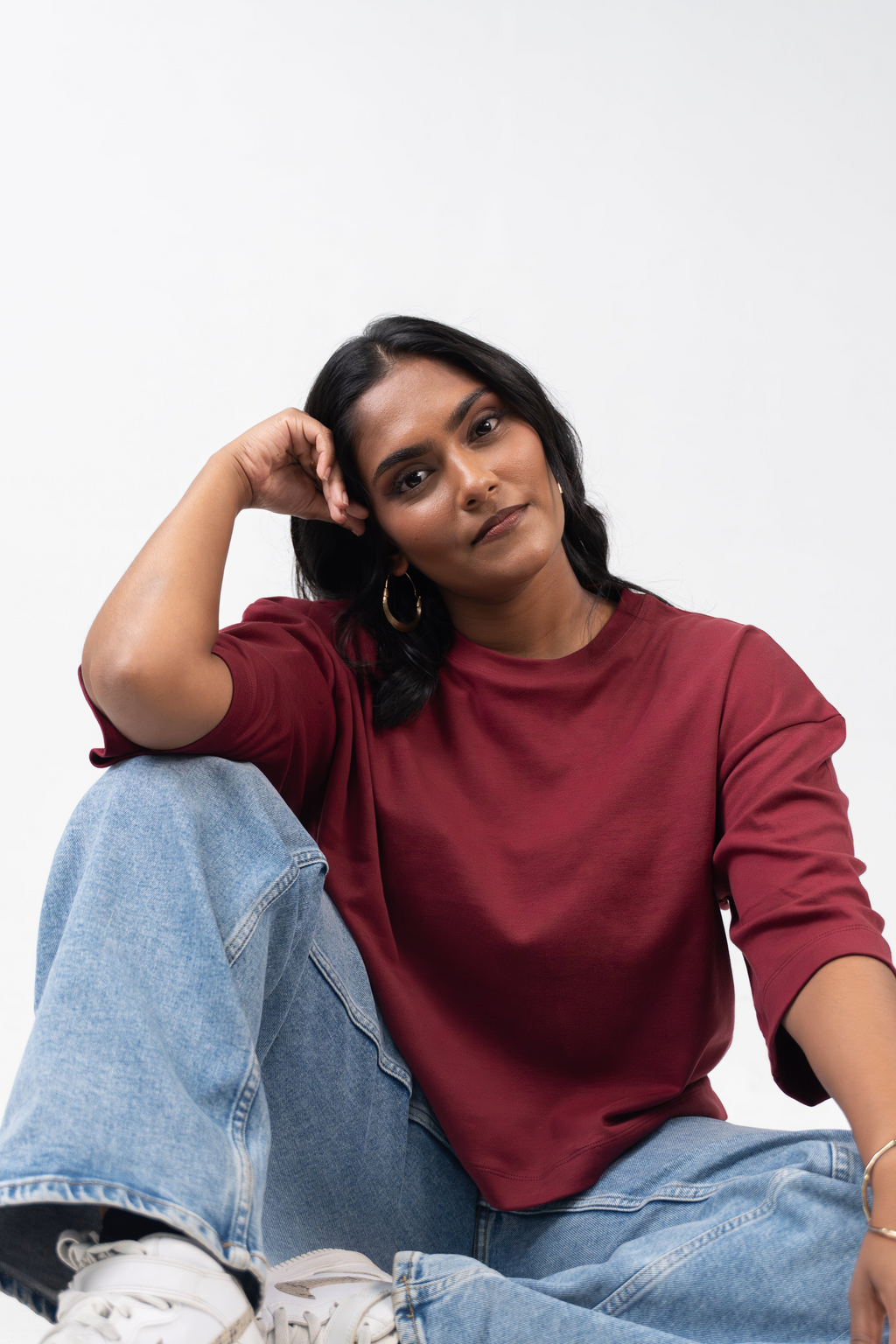 Oversized Crop - Burnt Maroon