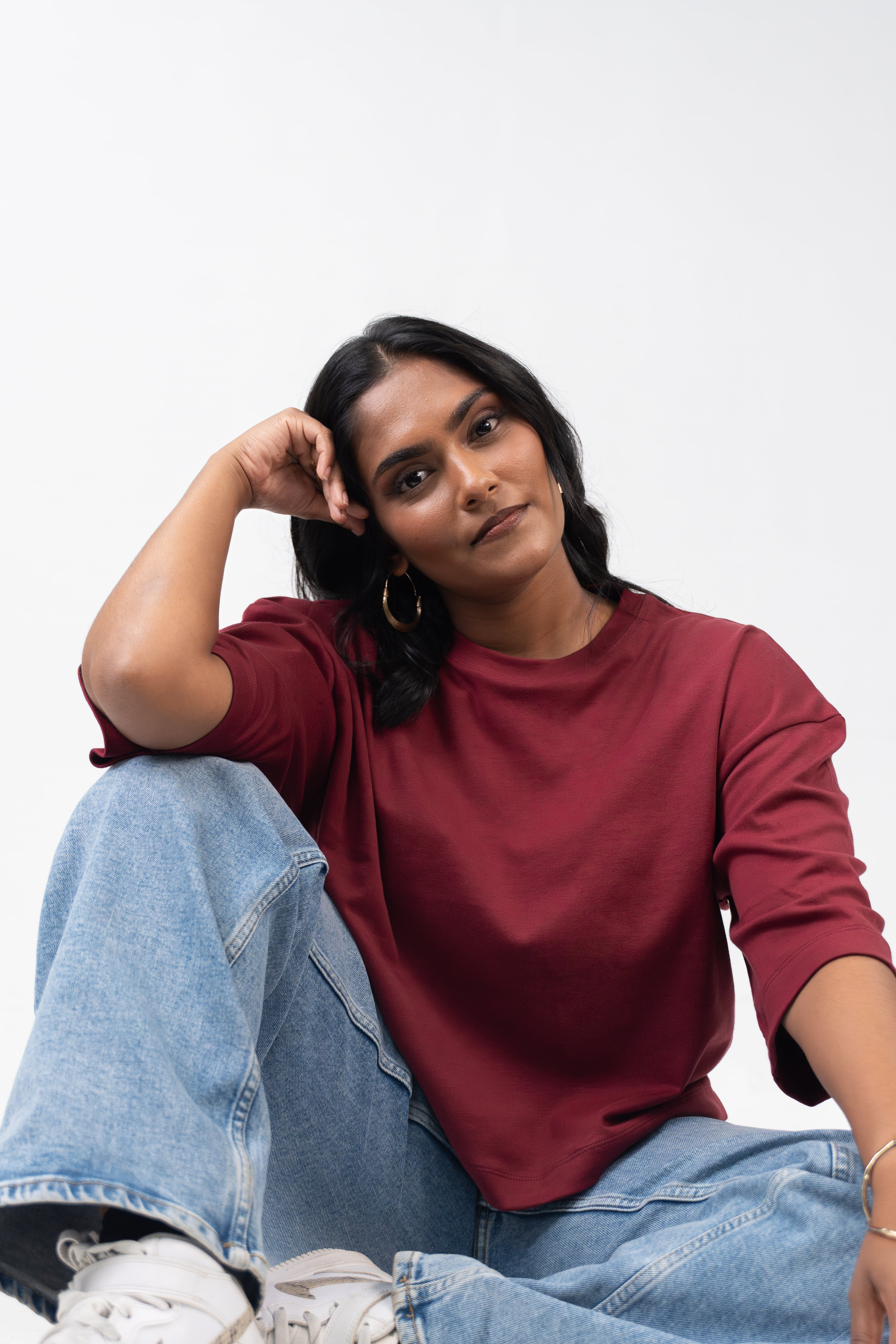 Oversized Crop - Burnt Maroon