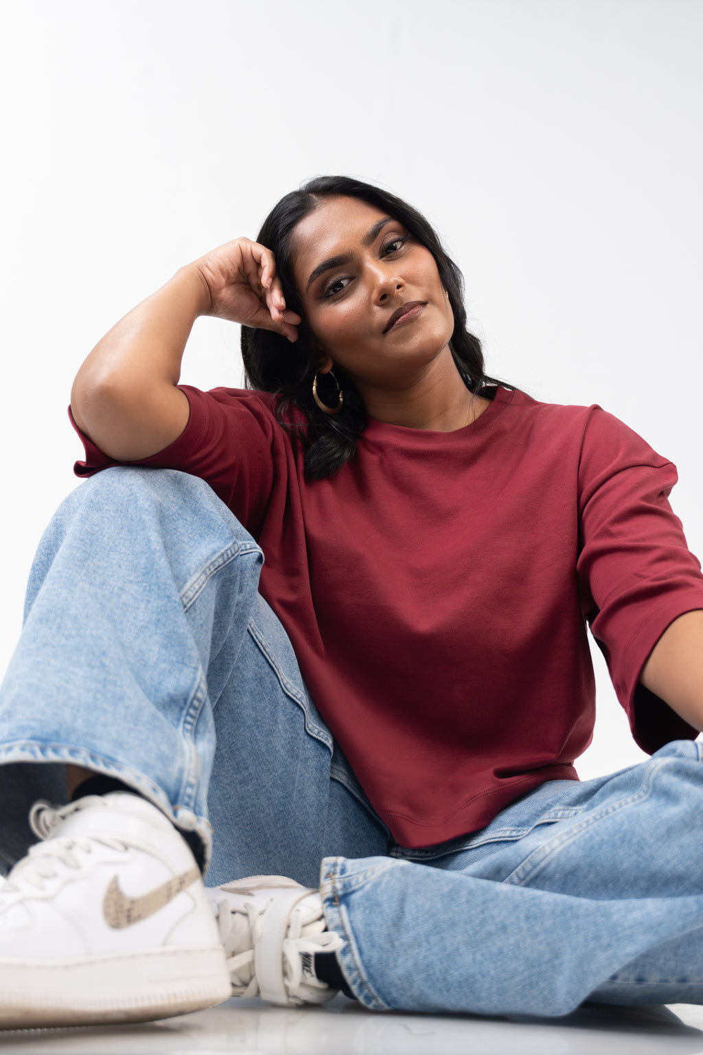 Oversized Crop - Burnt Maroon